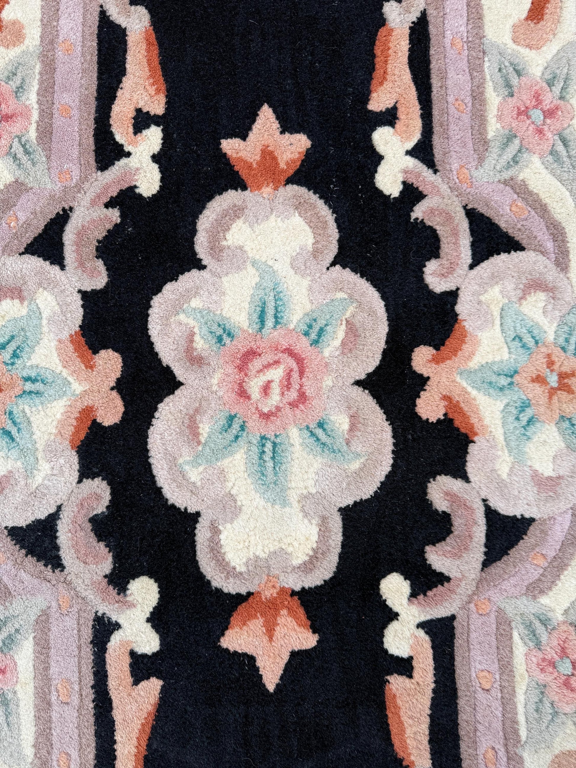 Black Thick Pile Chinese Wool Rug (136cm x 62cm)