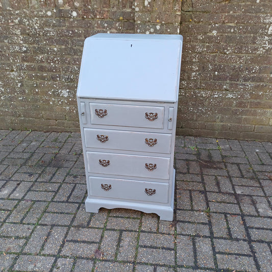 Upcycled Vintage Painted Grey Bureau Desk Chest of Drawers Very Practical Size FREE HAND Delivery