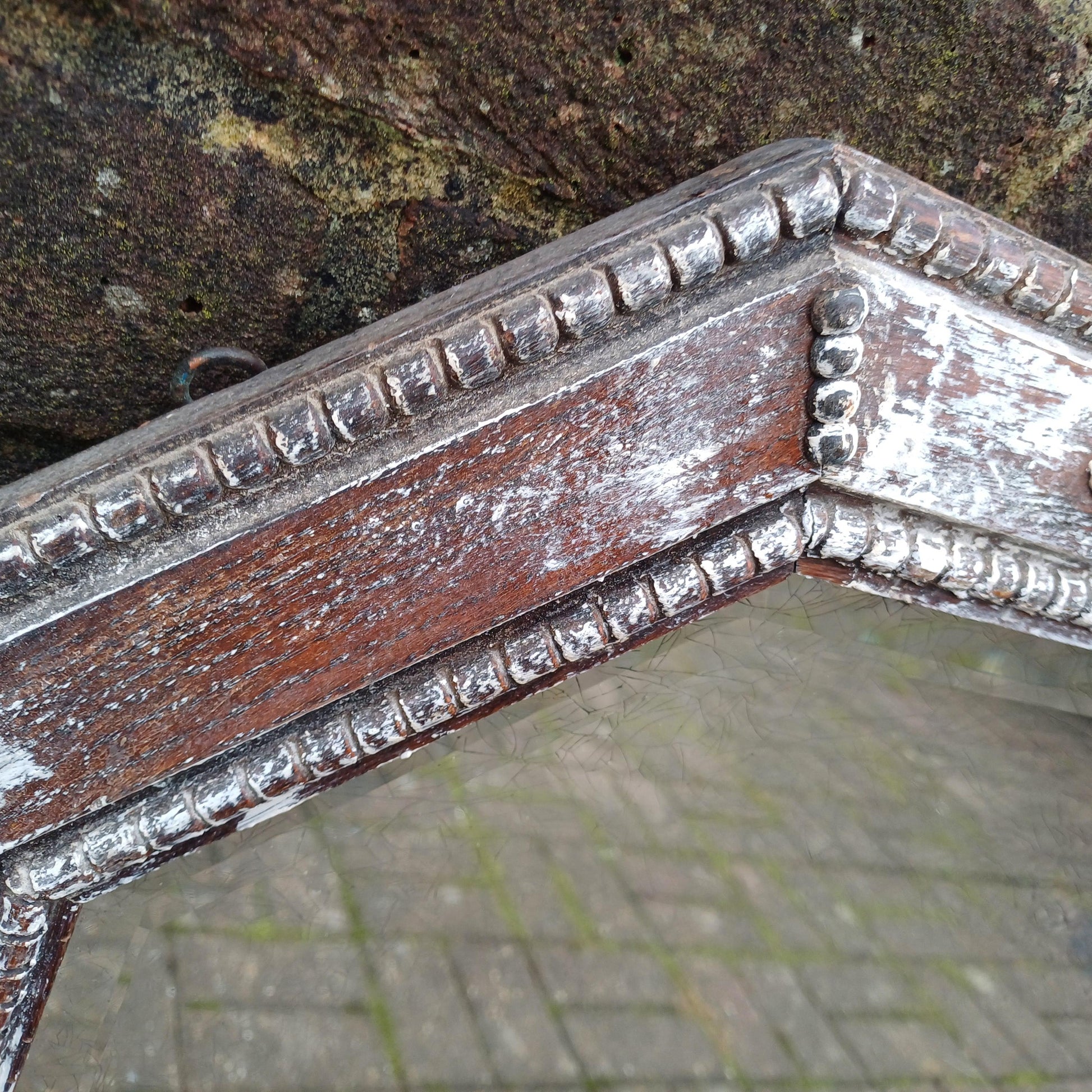 A Superb Unique Upcycled Vintage 1920s Painted Oak Mirror with Amazing Aged Glass
