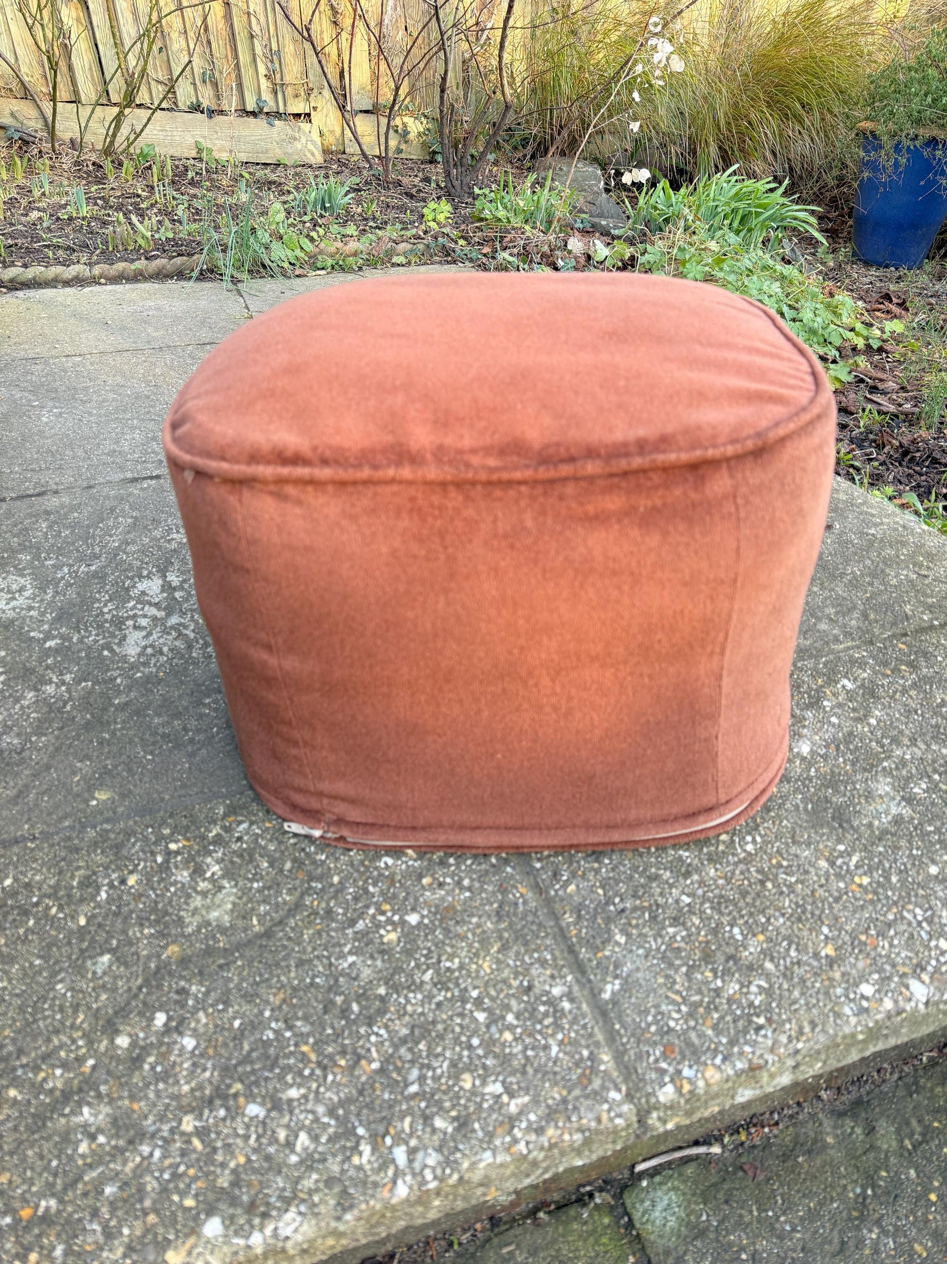 1970s Retro vintage Pouf - footstool, foot stool, retro brown stool