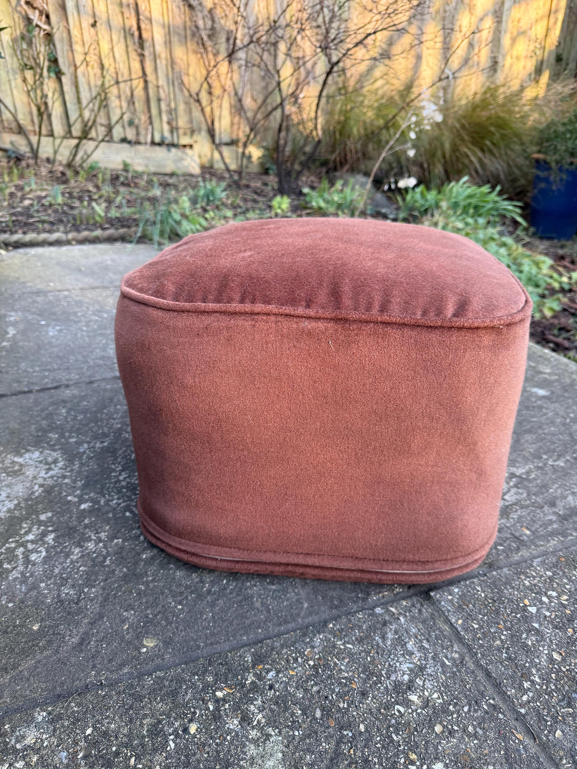 1970s Retro vintage Pouf - footstool, foot stool, retro brown stool