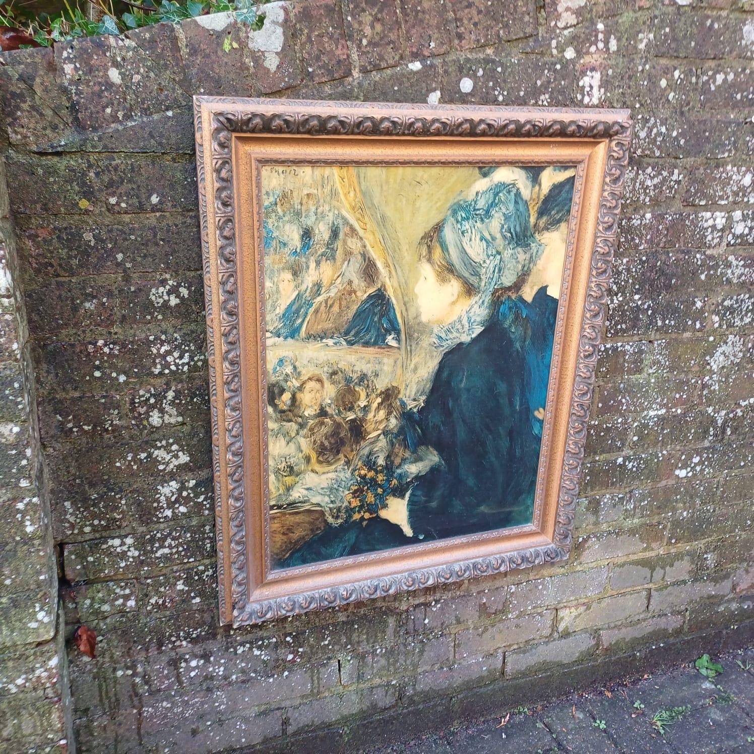 Renoir Vintage Print in Gorgeous Vintage Frame - At The Theatre / First Outing - excellent find