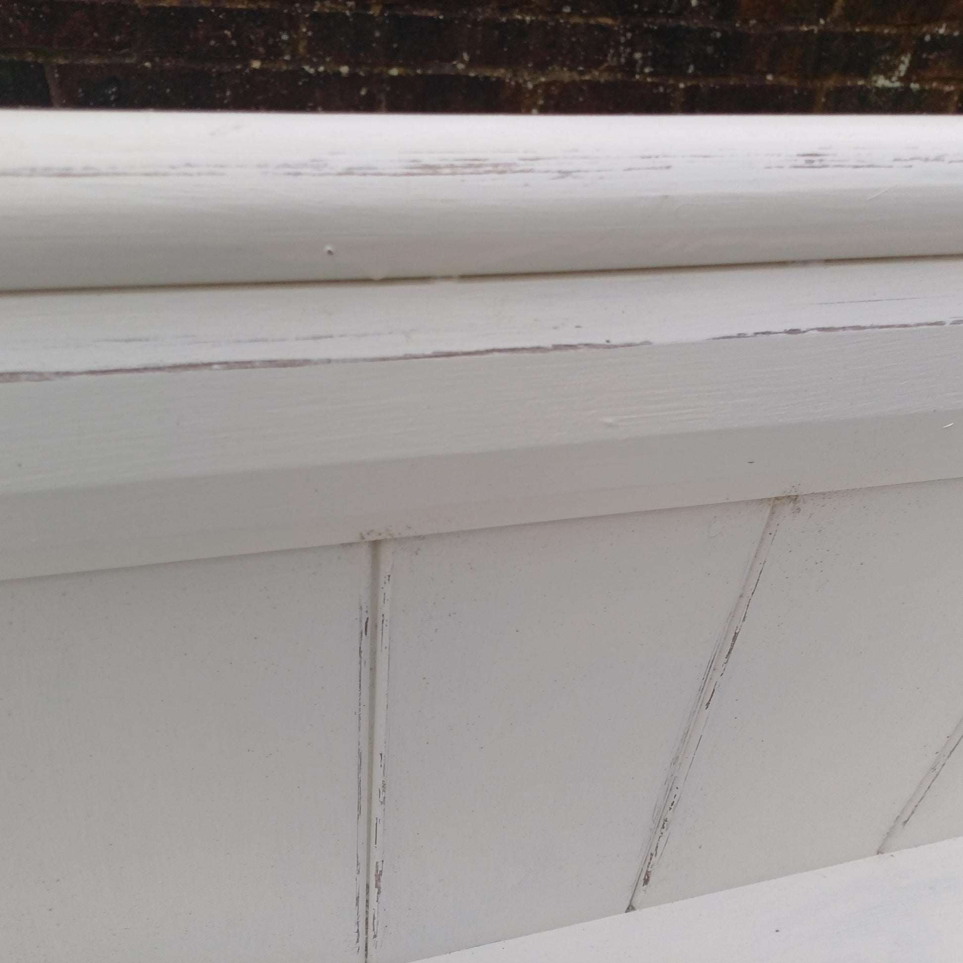 Superb Vintage Victorian Painted Rustic Pew Bench in Farrow and Ball White