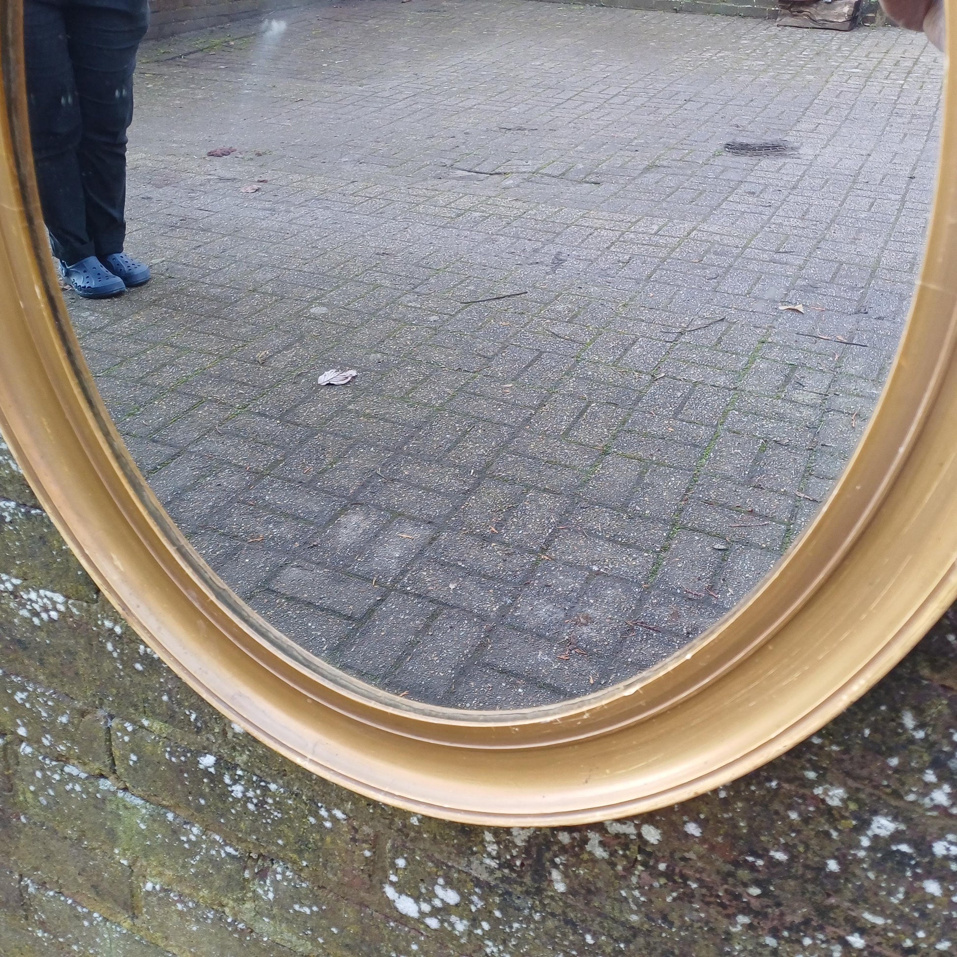 Large Vintage Oval Gold Gilt Wall Mirror