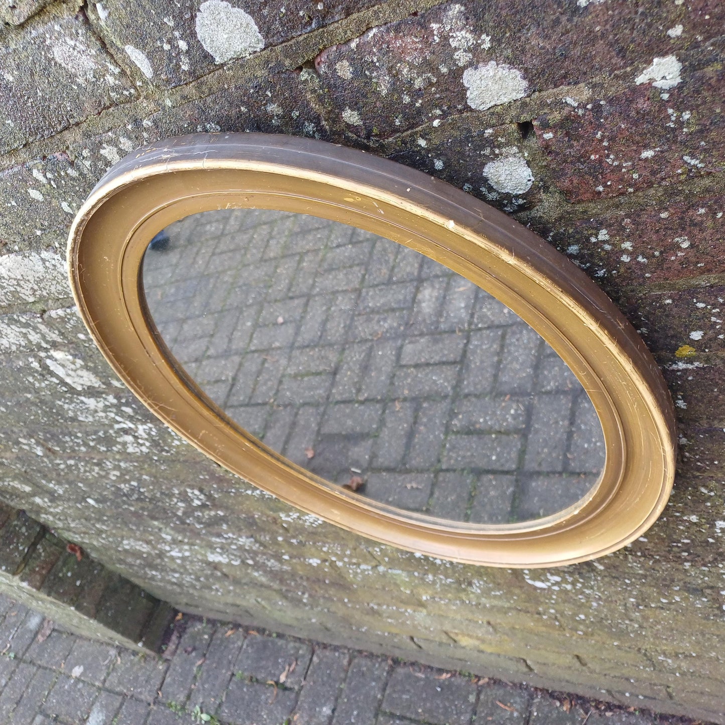 Large Vintage Oval Gold Gilt Wall Mirror