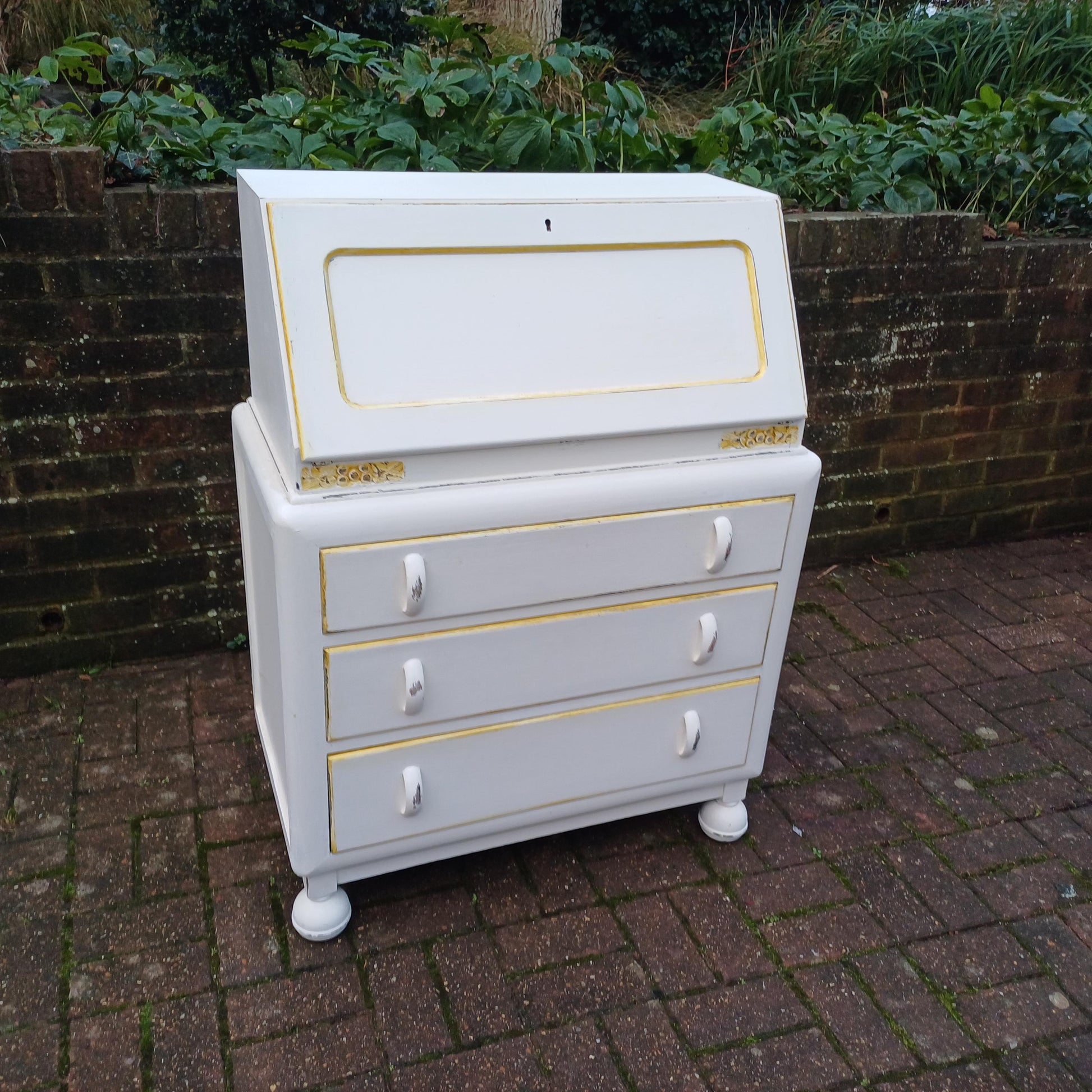 Vintage Retro Style Painted Bureau in Farrow and Ball Desk Chest of Drawers. Restored and Hand Finished FREE HAND Delivery