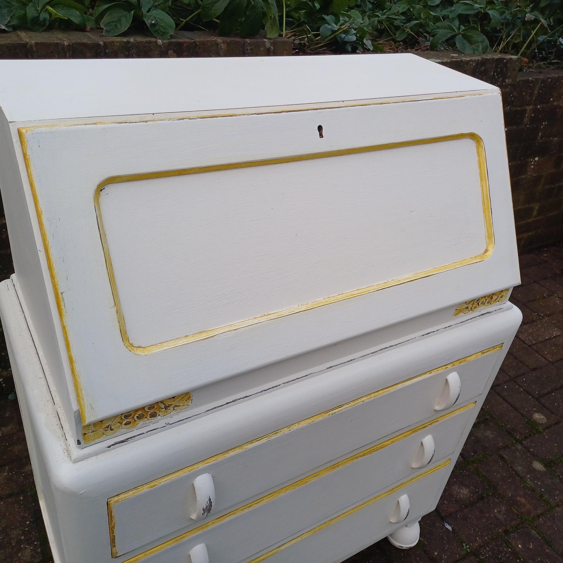 Vintage Retro Style Painted Bureau in Farrow and Ball Desk Chest of Drawers. Restored and Hand Finished FREE HAND Delivery