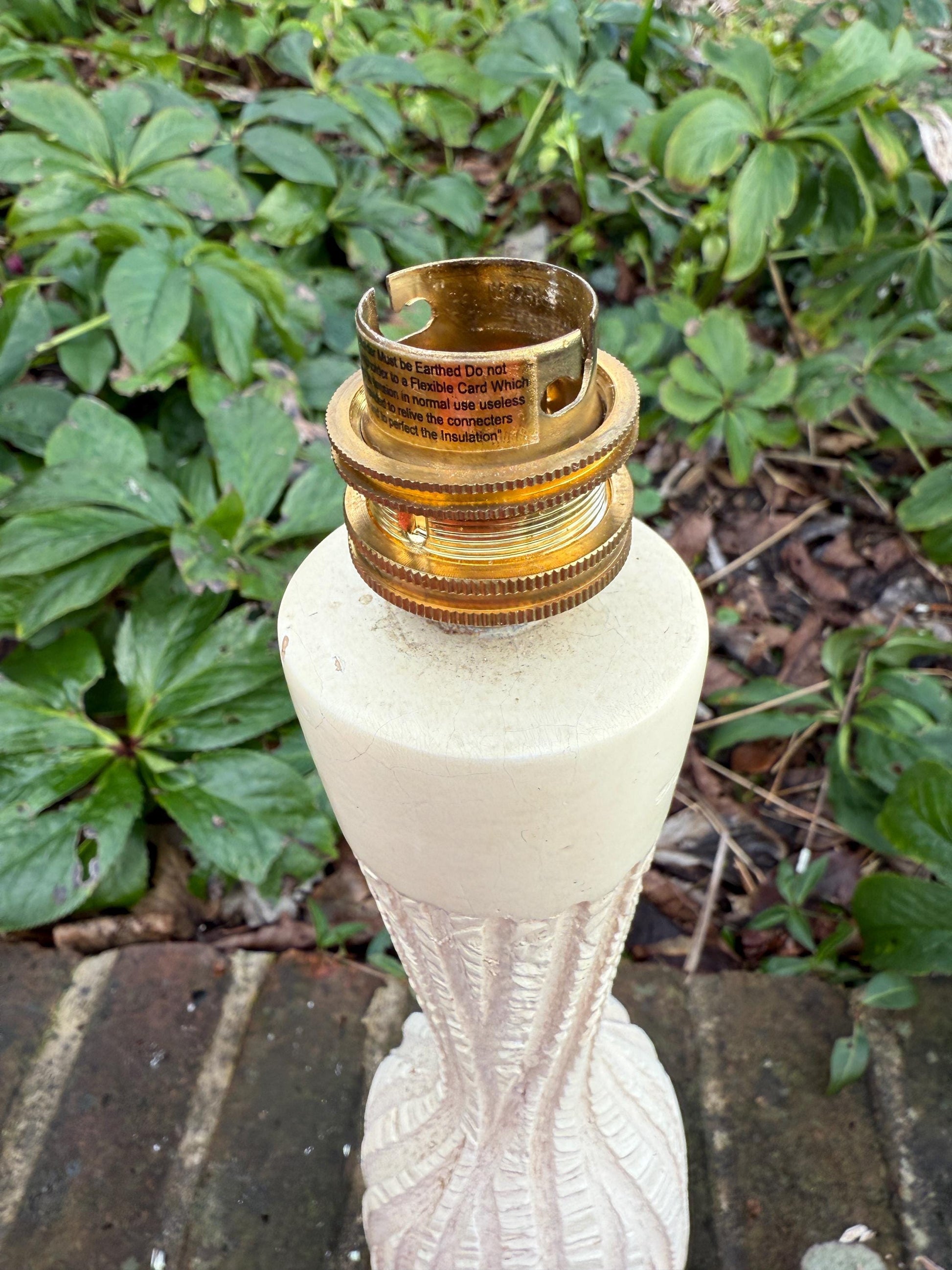 1970s Retro Bottle Shape Table Lamp - wood effect design - working - 40cm tall