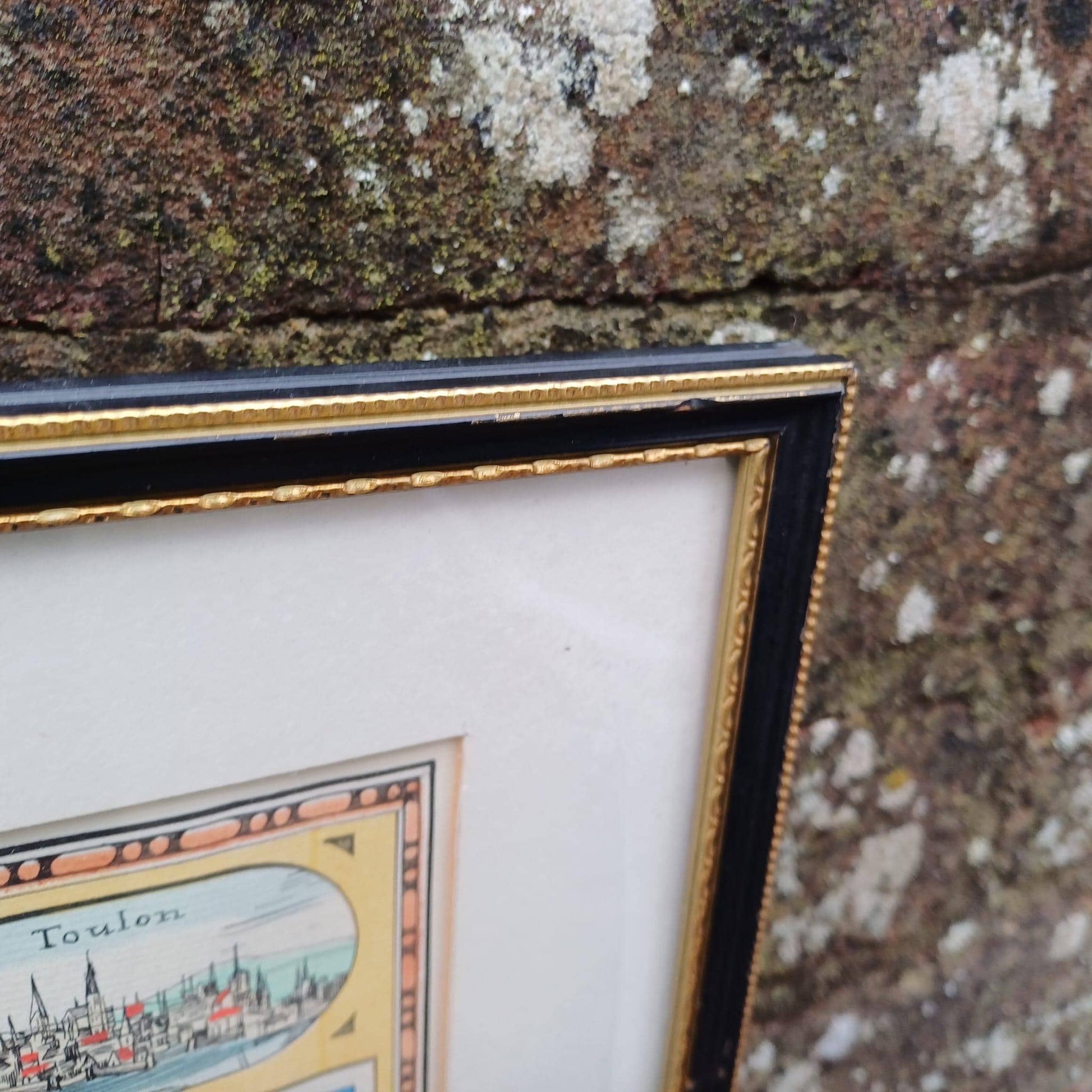 Large Vintage Map of France (Gallia) anno 1598 in glazed vintage black and gold frame - approx 54cm x 68cm