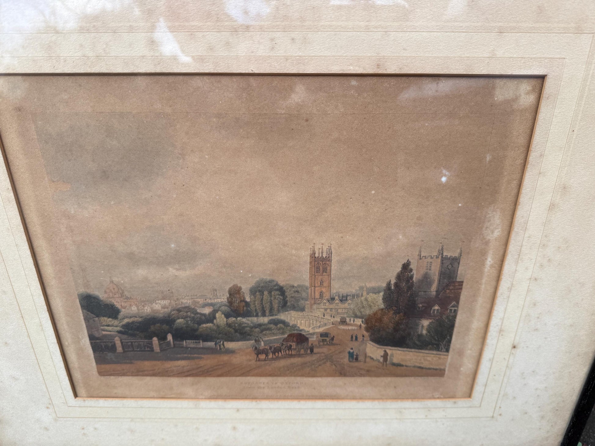 Oxford Antique Prints (1813/1814) - Magdalen Tower and Entrance to Oxford from The London Road - Nash, Lewis, Ackermann's History of Oxford