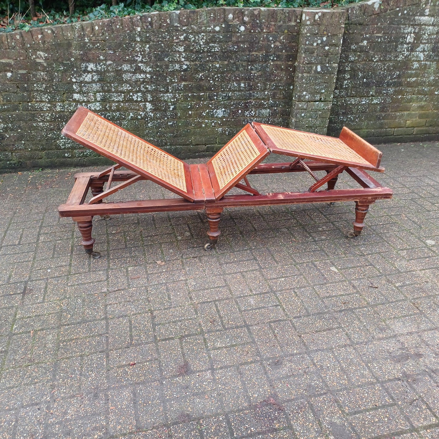 Amazing Victorian Hardwood and Can Adjustable Campaign Day Bed FREE HAND Delivery
