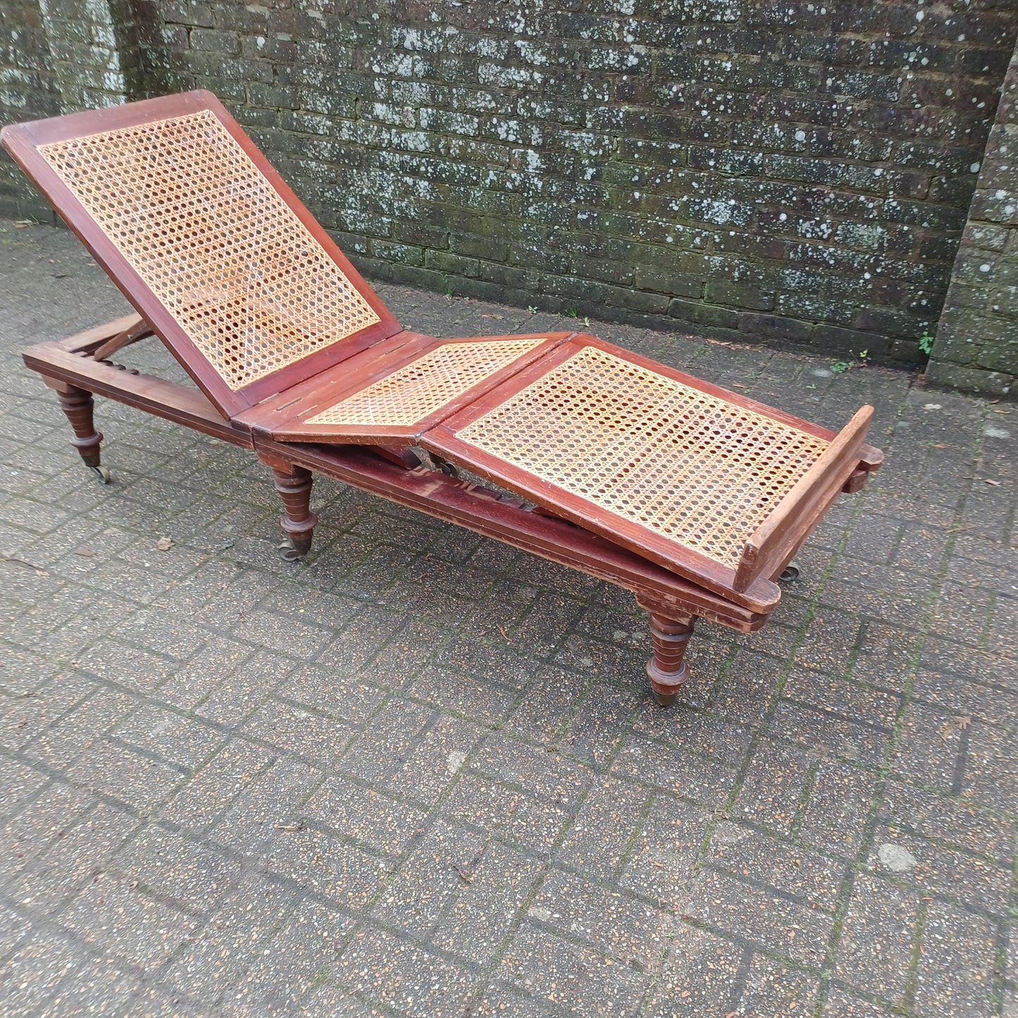 Amazing Victorian Hardwood and Can Adjustable Campaign Day Bed FREE HAND Delivery