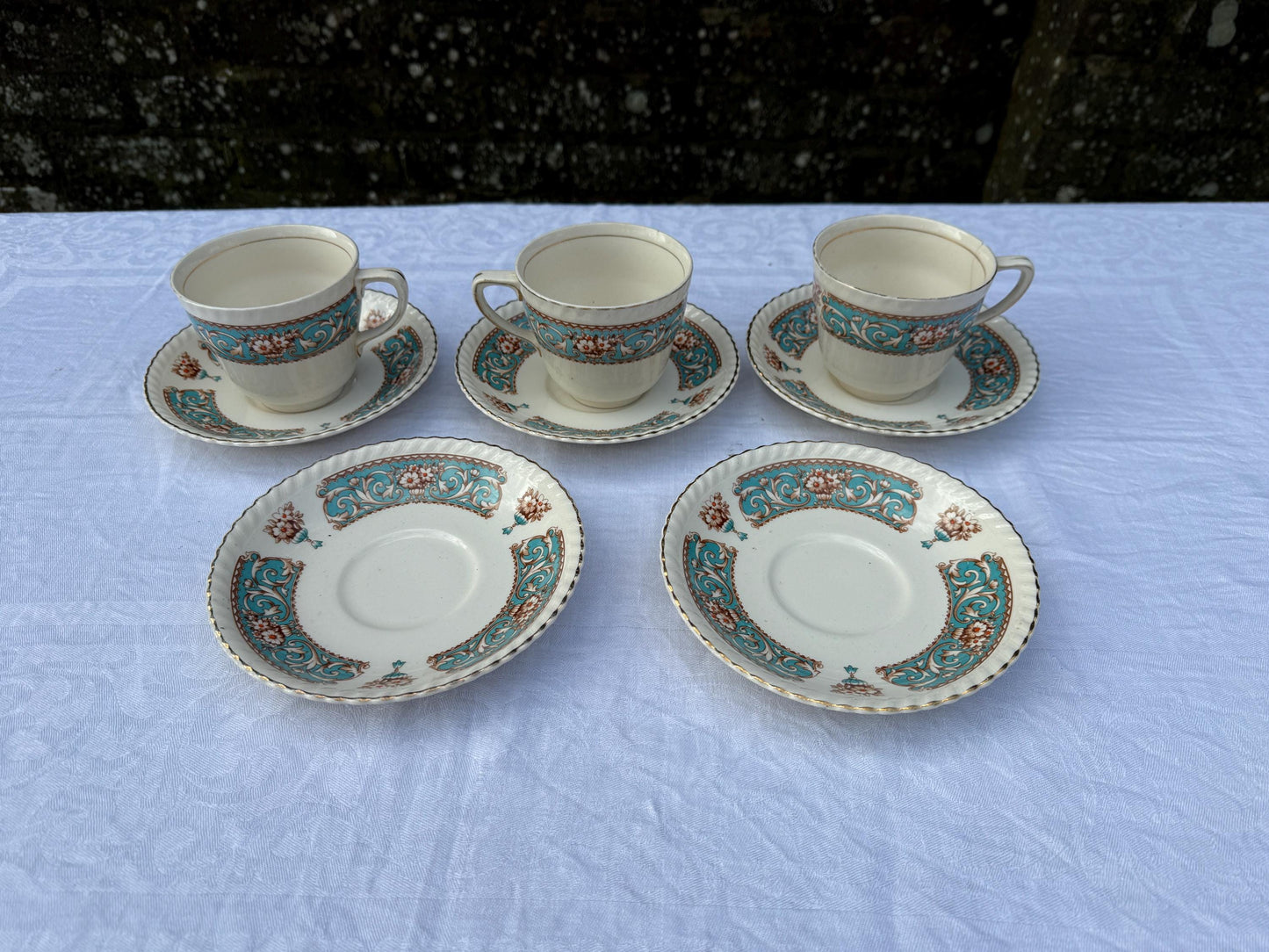 Vintage Tea Service by Johnson Bros, Old English China Floral, Cups Saucers Side Plates Milk Jug Bowl Cake Plate - super tea set 31 pieces