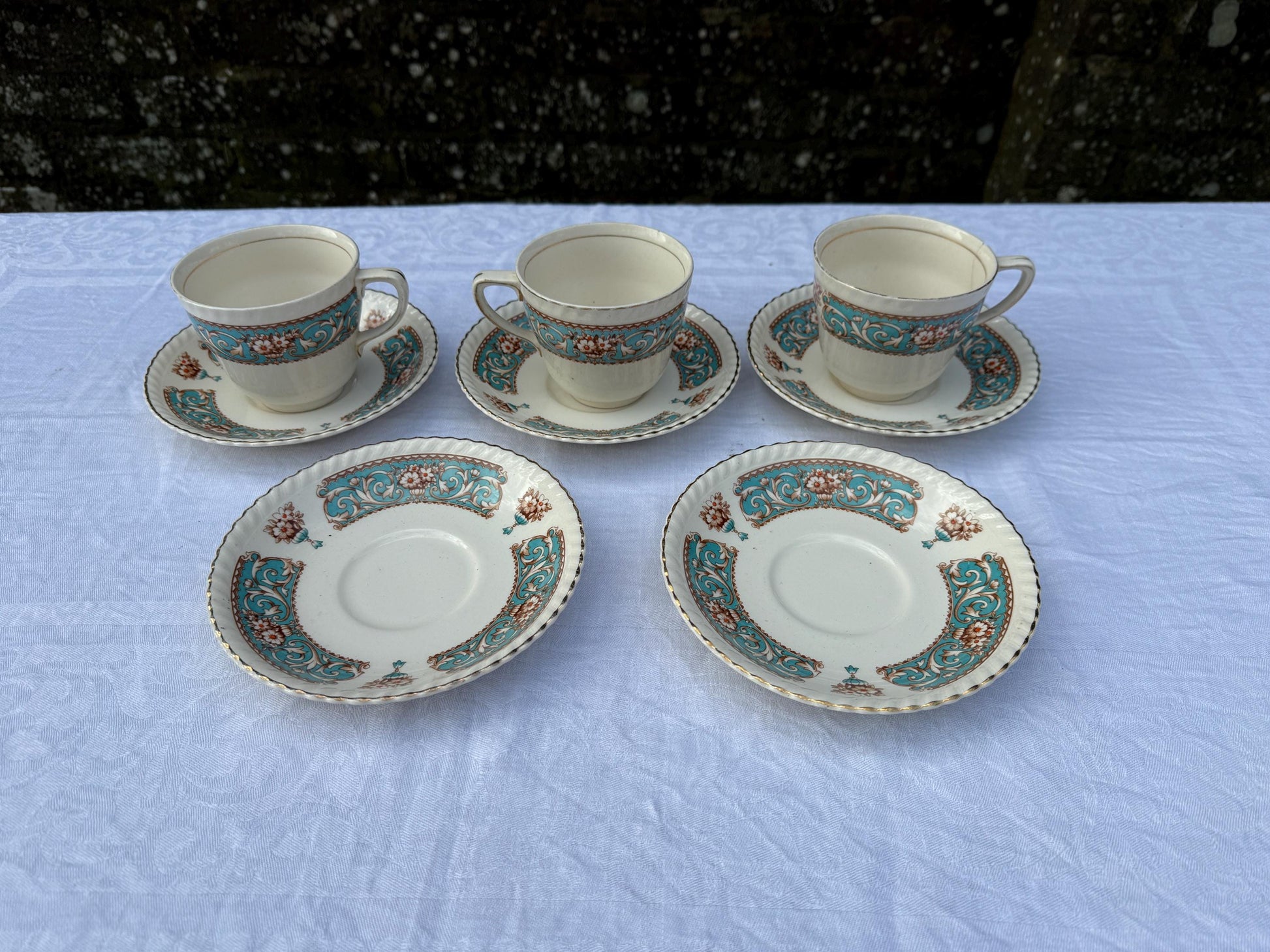 Vintage Tea Service by Johnson Bros, Old English China Floral, Cups Saucers Side Plates Milk Jug Bowl Cake Plate - super tea set 31 pieces