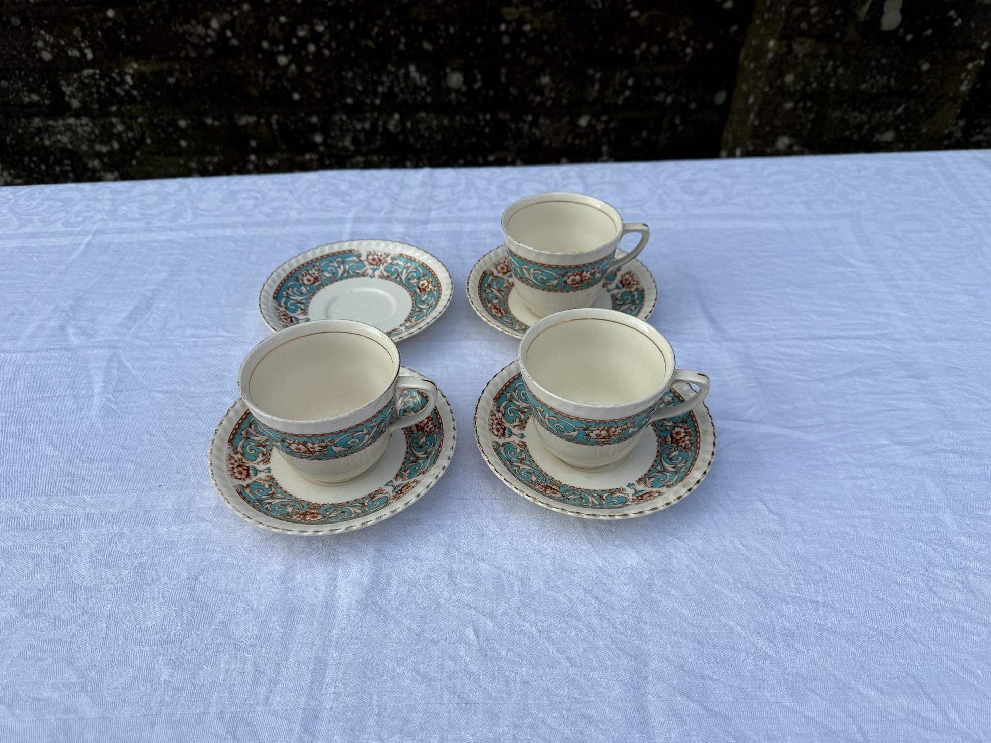 Vintage Tea Service by Johnson Bros, Old English China Floral, Cups Saucers Side Plates Milk Jug Bowl Cake Plate - super tea set 31 pieces