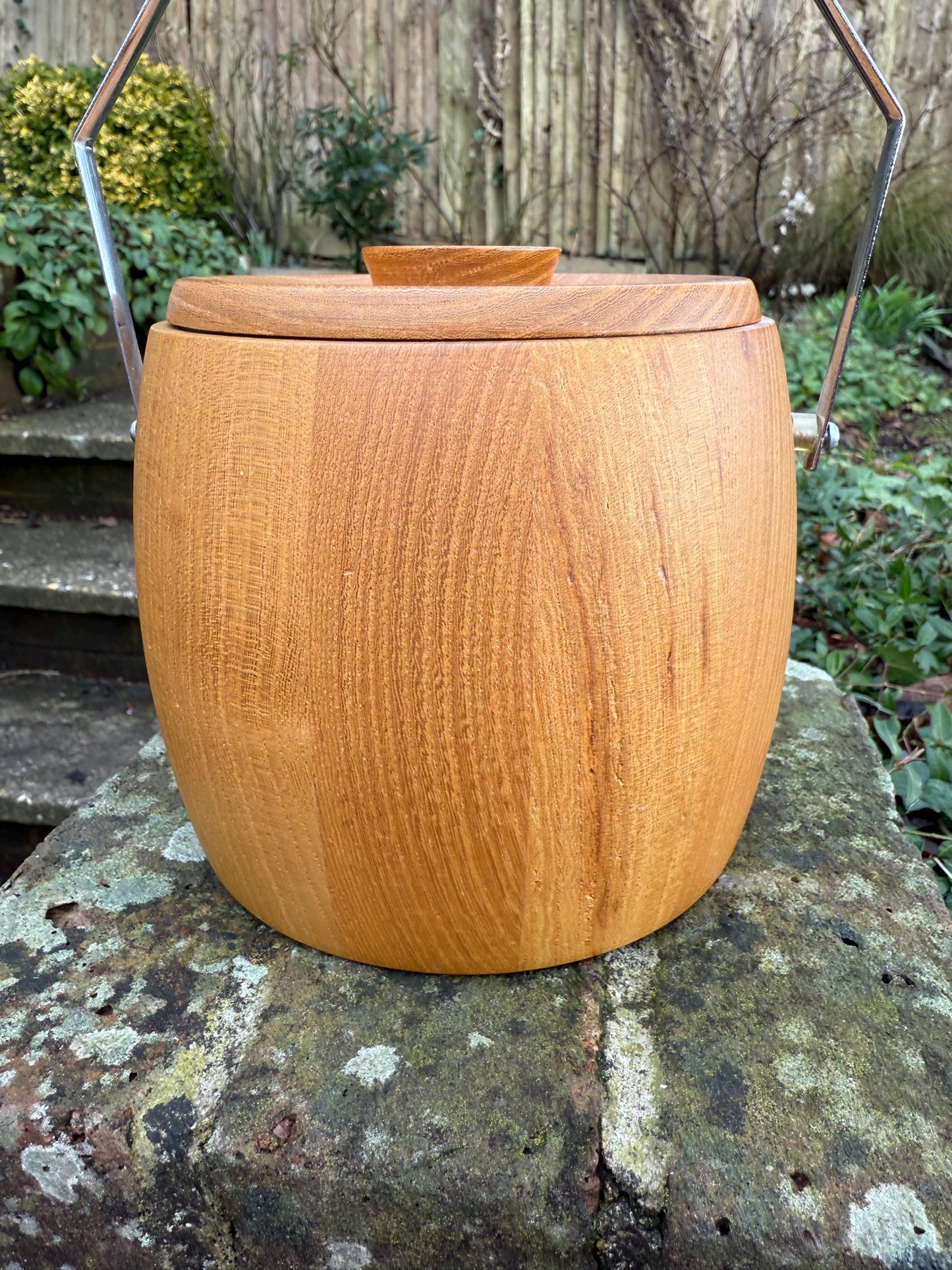 Retro mid-century - 1960s original wooden ice bucket - excellent condition, Fen ware, Made in England, bar ware, drinks