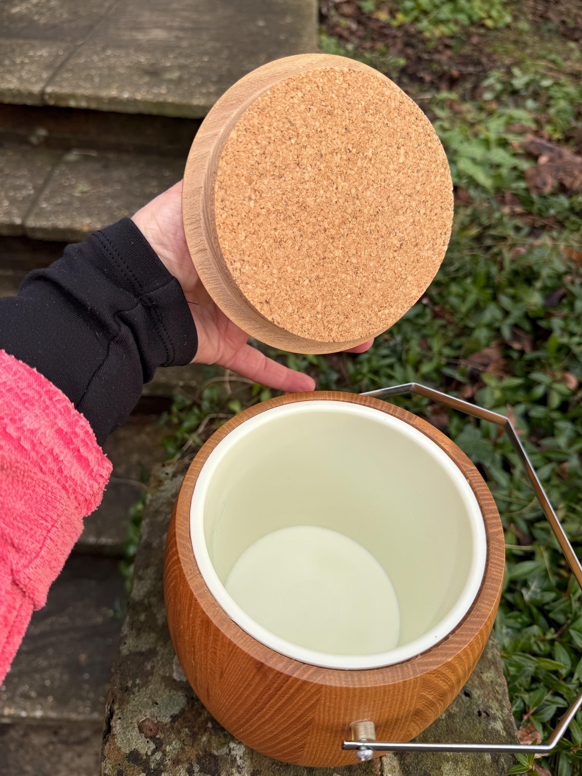 Retro mid-century - 1960s original wooden ice bucket - excellent condition, Fen ware, Made in England, bar ware, drinks