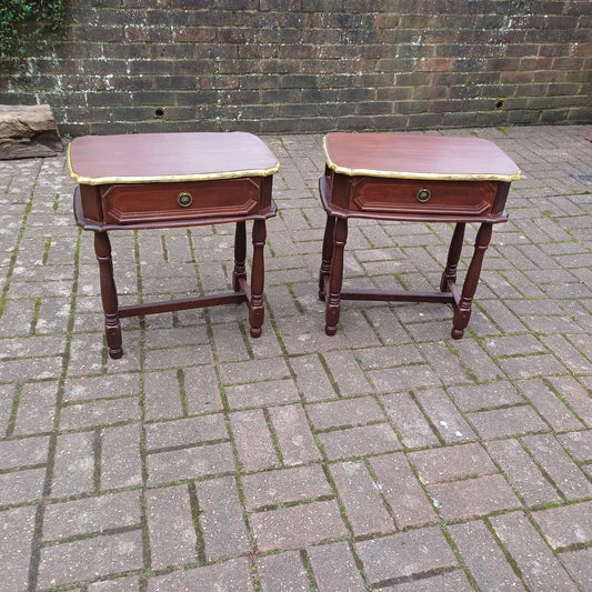 Pair of Vintage Bedside Cupboards with Hand Painted Gold Highlights