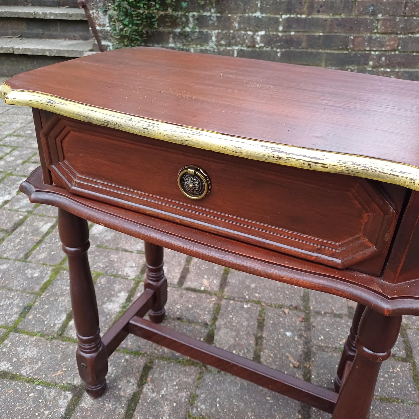 Pair of Vintage Bedside Cupboards with Hand Painted Gold Highlights