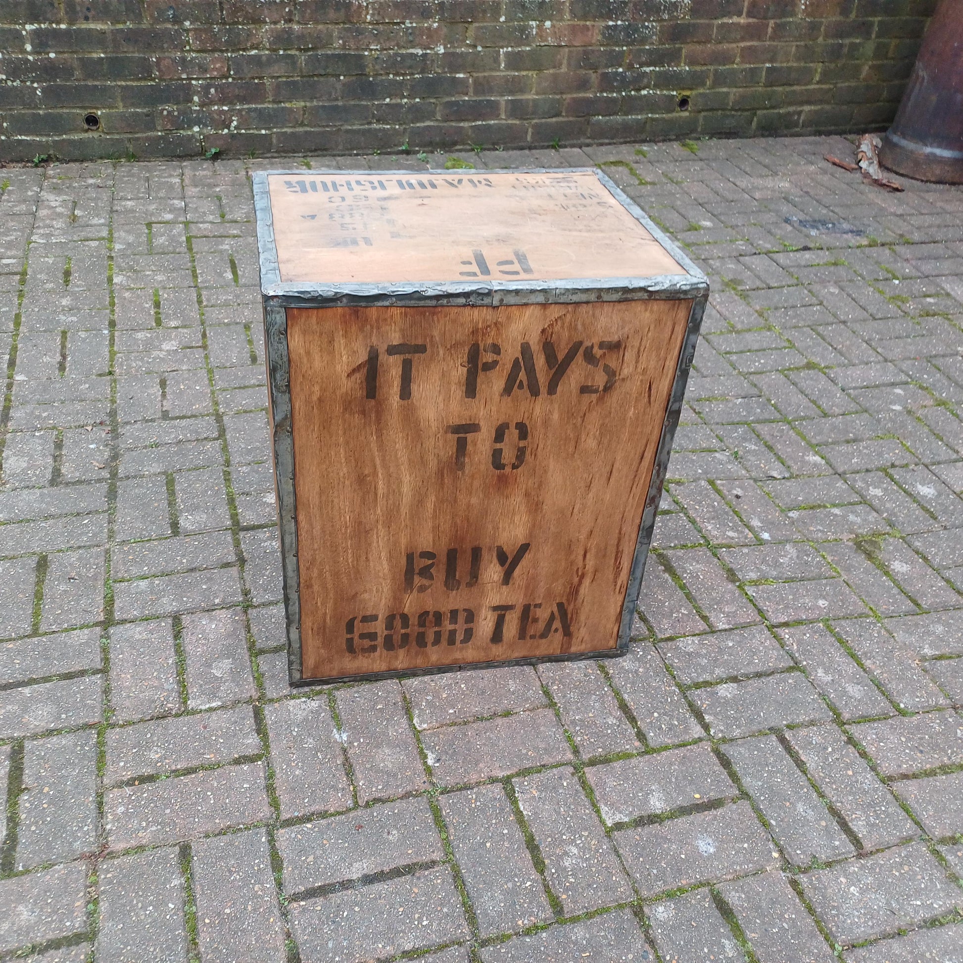 Upcycled Vintage Indian Tea Chest – Unique Rustic Storage, Planter, or Side Table