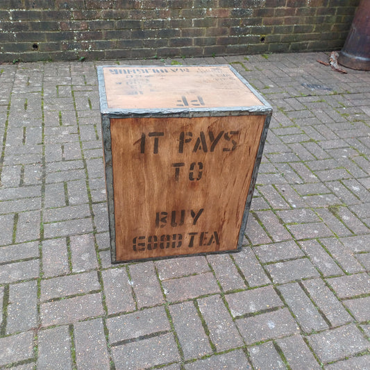 Upcycled Vintage Indian Tea Chest – Unique Rustic Storage, Planter, or Side Table