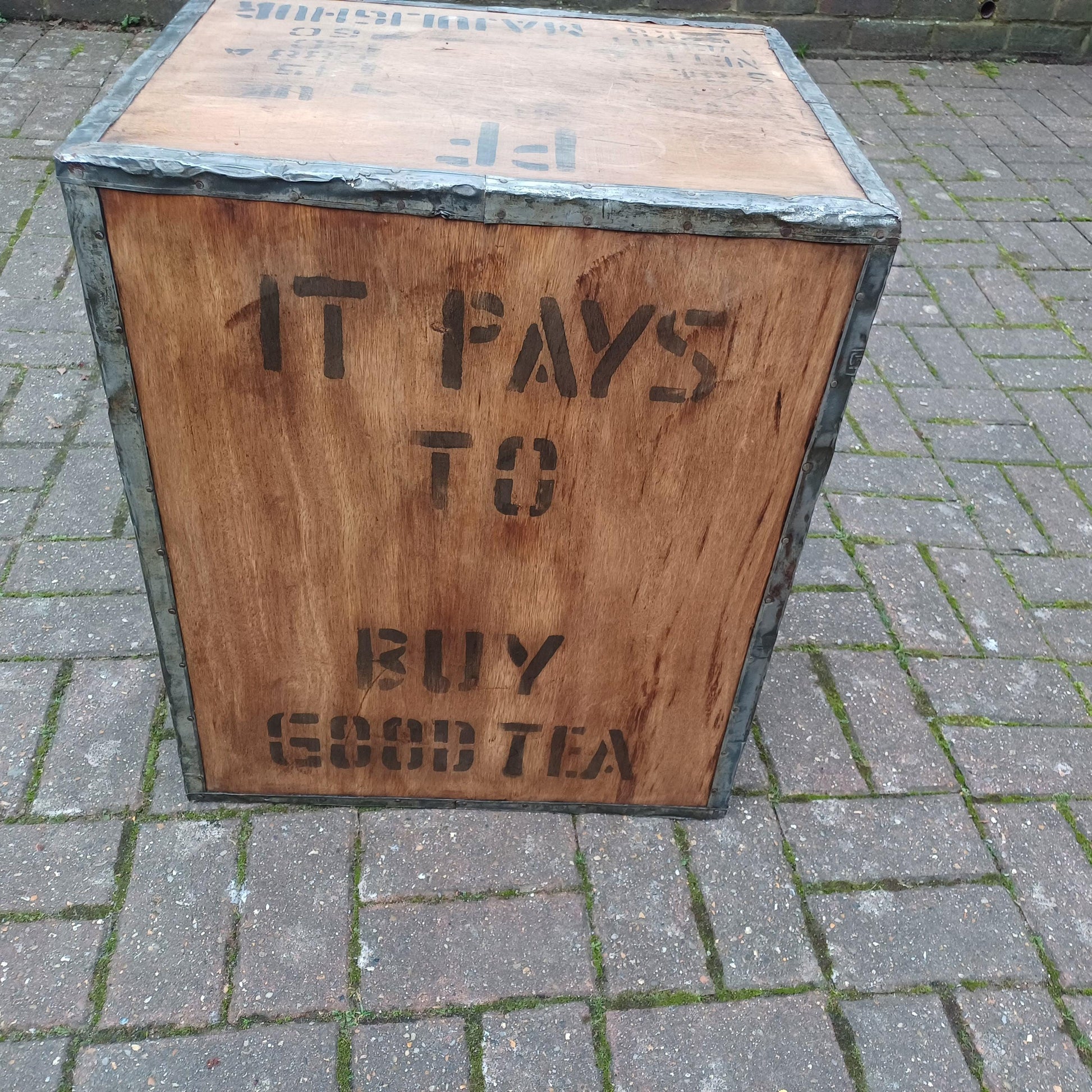 Upcycled Vintage Indian Tea Chest – Unique Rustic Storage, Planter, or Side Table