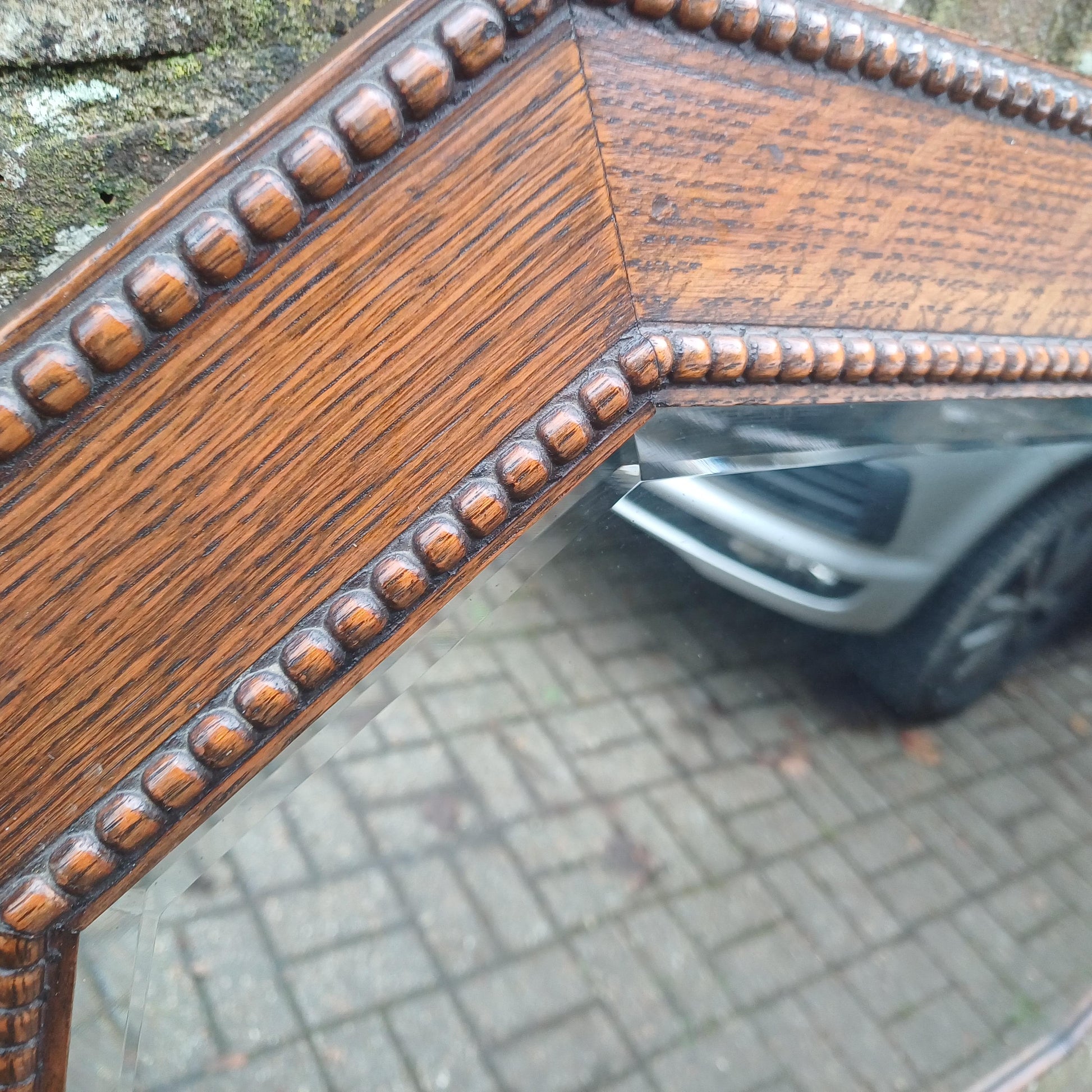 Huge Vintage 1920s Superior Oak Hexagonal Mirror. Bevelled Glass in VGC. FREE HAND Delivery