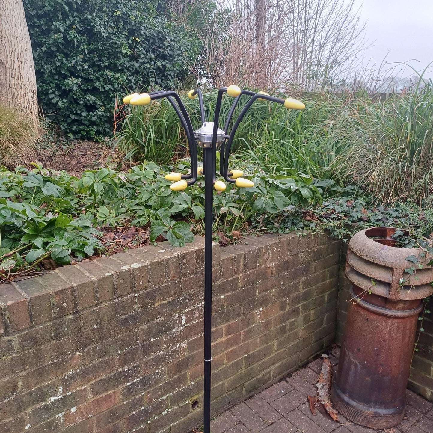Classic Vintage Retro 1950s Iron and Metal Coat Hooks Stand Black and Yellow Atomic Style Hooks FREE HAND Delivery