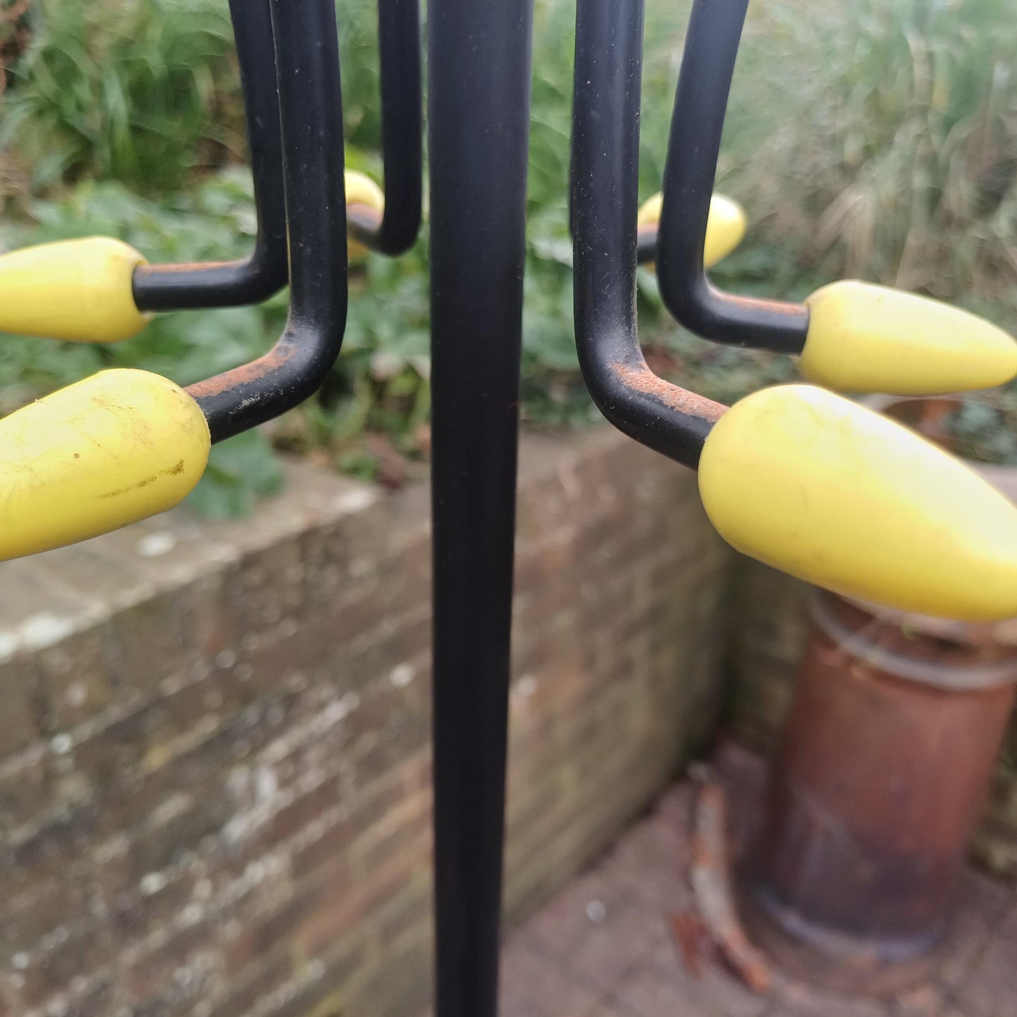 Classic Vintage Retro 1950s Iron and Metal Coat Hooks Stand Black and Yellow Atomic Style Hooks FREE HAND Delivery