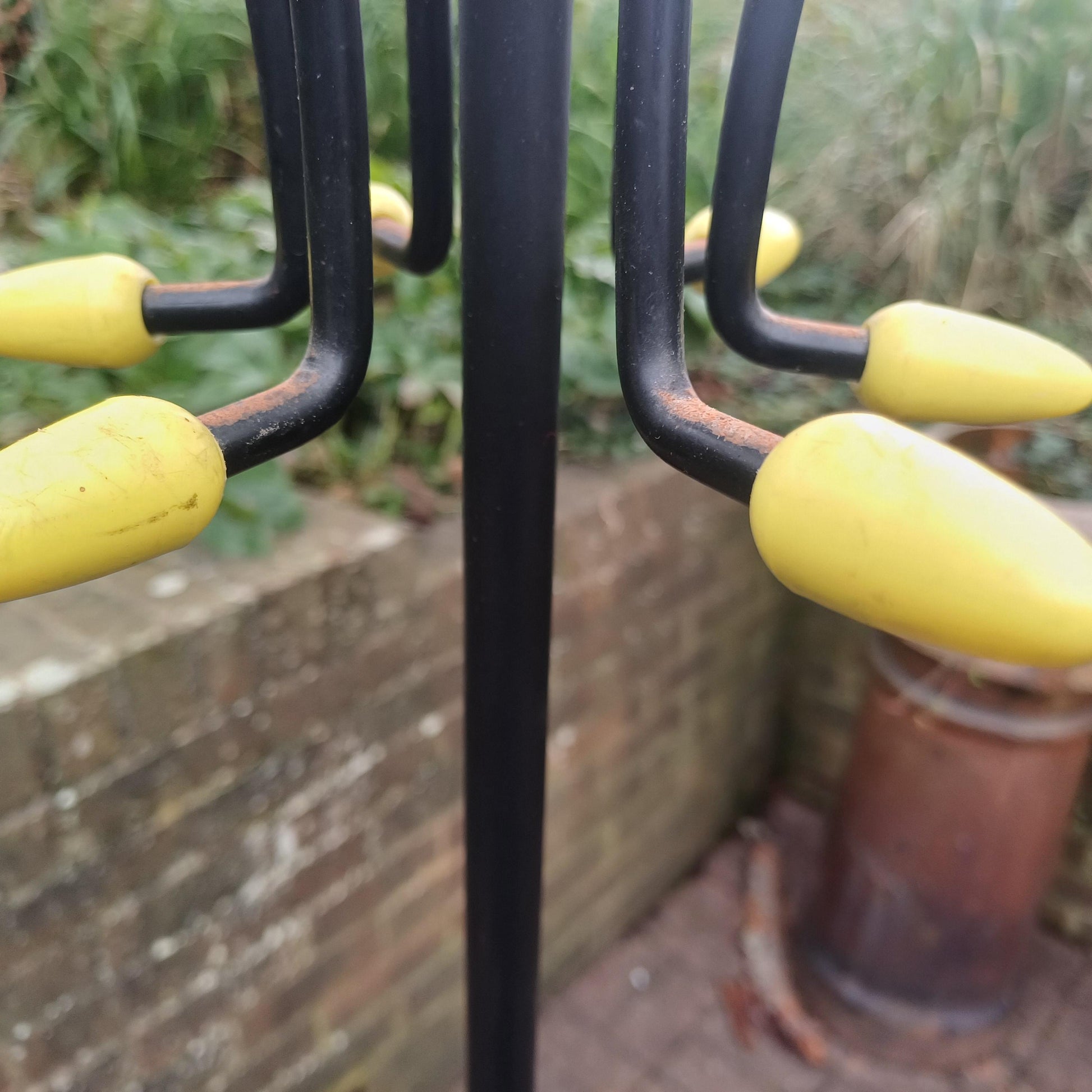 Classic Vintage Retro 1950s Iron and Metal Coat Hooks Stand Black and Yellow Atomic Style Hooks FREE HAND Delivery