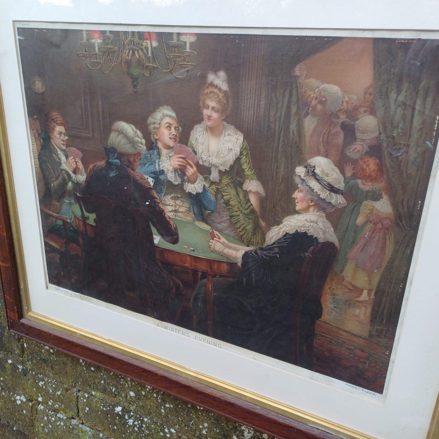 Original Antique Pears Soap Advertising Poster – “A Winters Evening” by Edward Frederick Brewtnall 1908 in 1900s heavy wooden glazed frame
