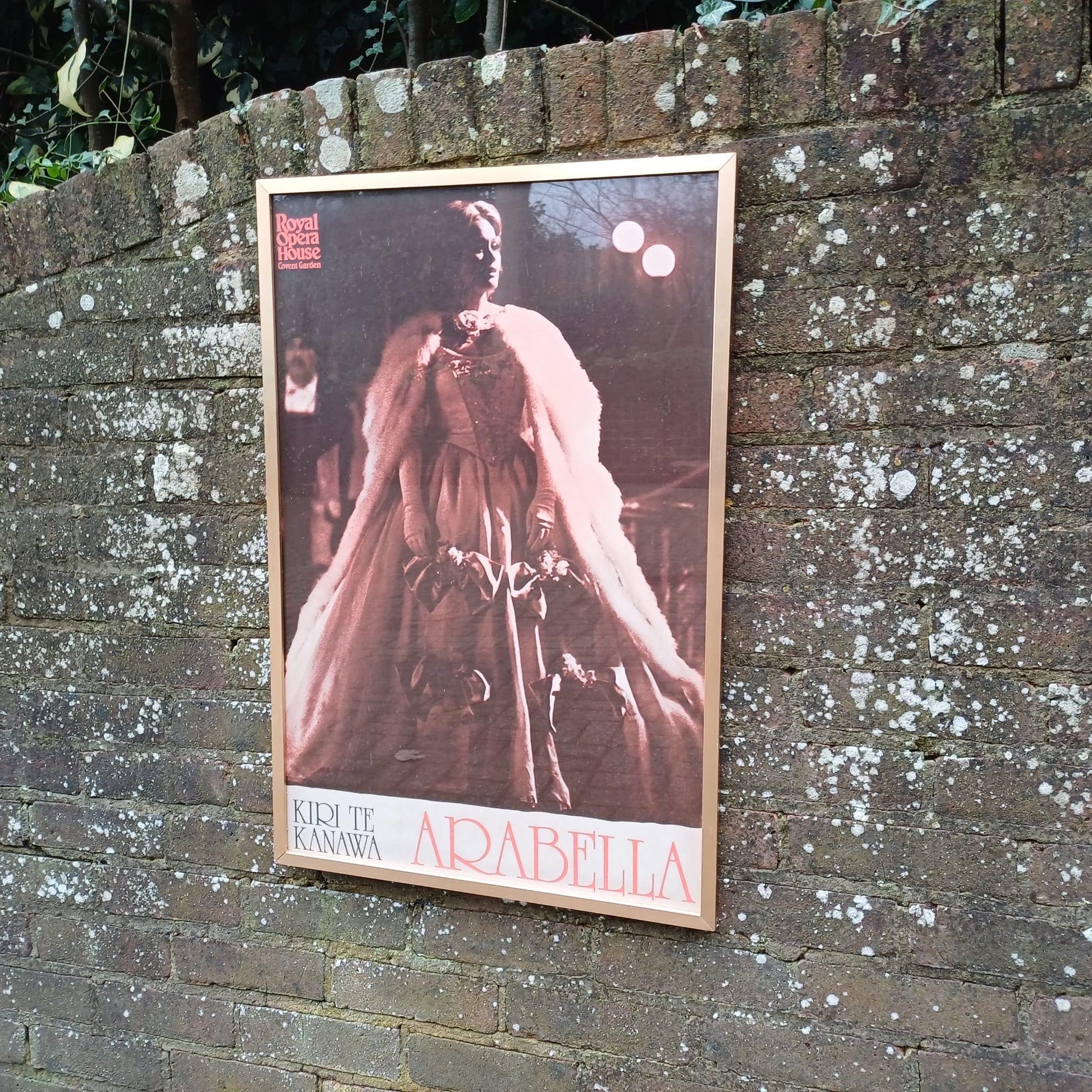 1977 Vintage Opera Poster of Dame Kiri Te Kanawa in Arabella at The Royal Opera House, in retro vintage metal frame - large retro poster