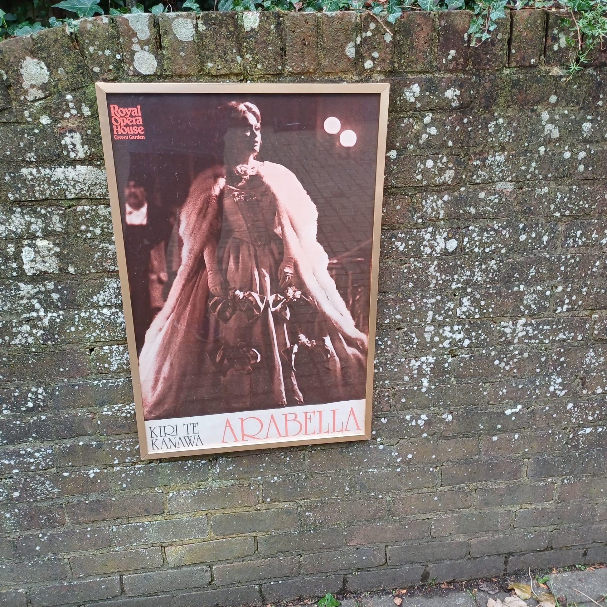1977 Vintage Opera Poster of Dame Kiri Te Kanawa in Arabella at The Royal Opera House, in retro vintage metal frame - large retro poster
