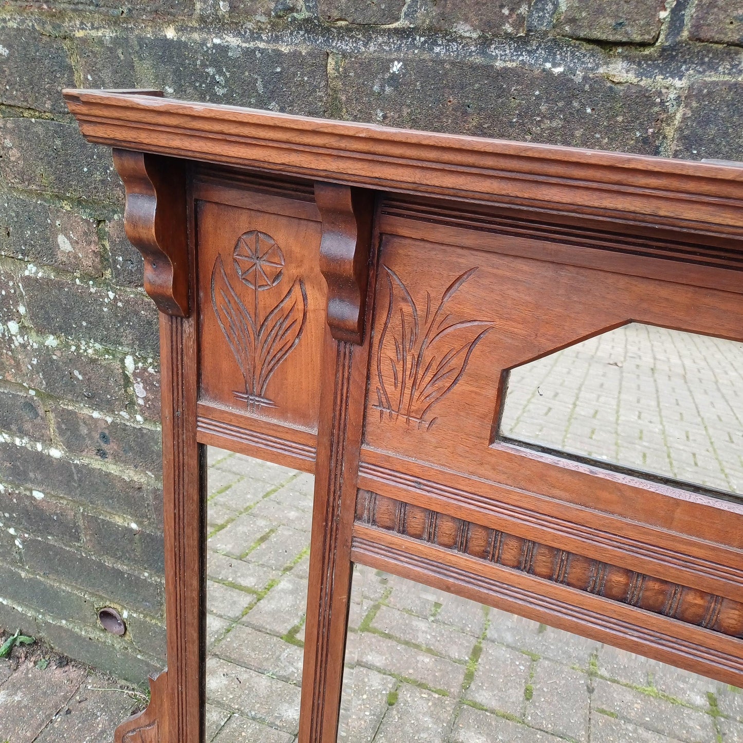 Beautiful Late Victorian Mahogany or Walnut Overmantel or Wall Mirror – FREE HAND Delivery