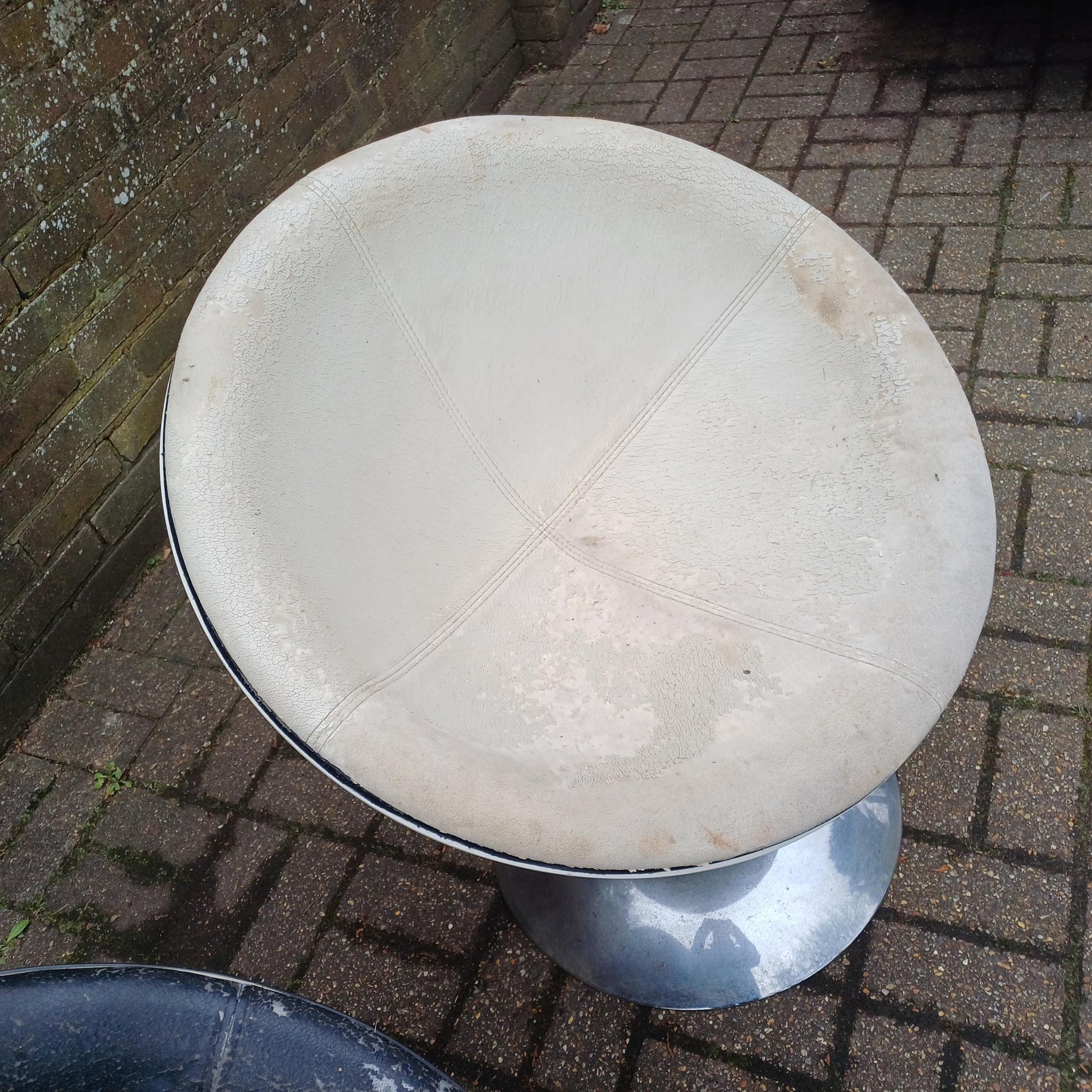 Set of 3 1970s Style Globe Chairs Chrome and Fibre Glass or Plastic Need Work FREE HAND Delivery Revolving