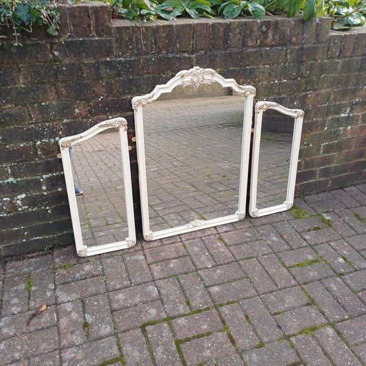 Quirky Vintage Dressing Table Mirror Set Over Mantel – Adaptable Trio with Gold Highlights (1970s/80s) FREE HAND Delivery