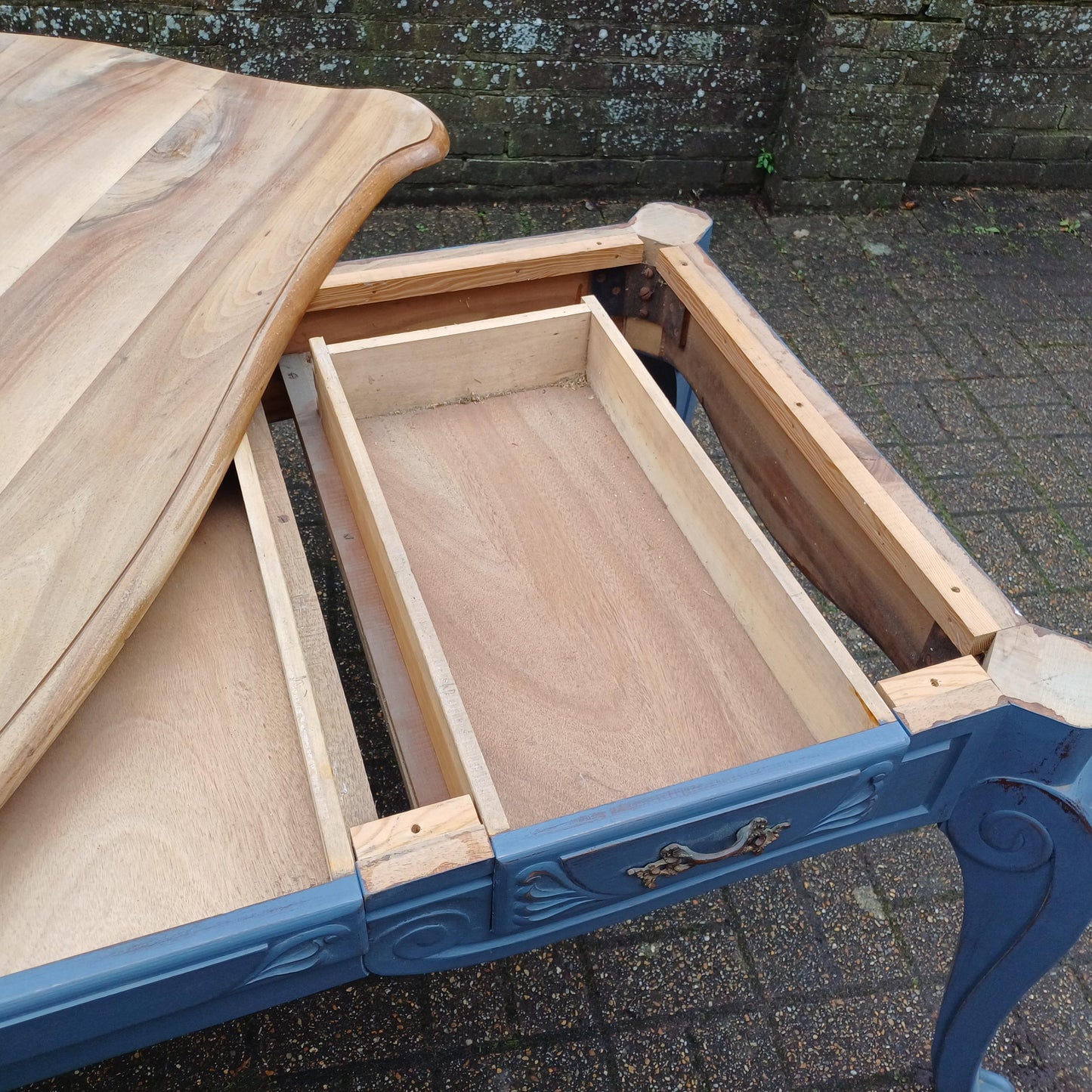 Huge 6ft French Dining Table or Desk. Beautifully Upcycled Painted Grey Base Stripped Wooden Top FREE HAND Delivery