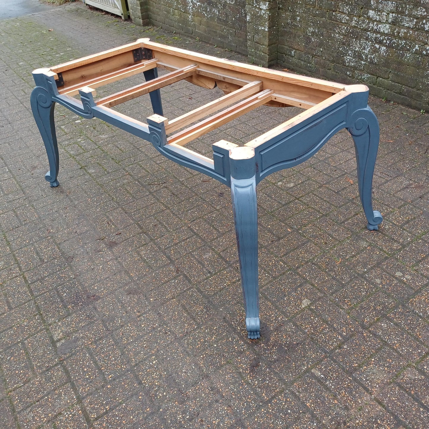 Huge 6ft French Dining Table or Desk. Beautifully Upcycled Painted Grey Base Stripped Wooden Top FREE HAND Delivery