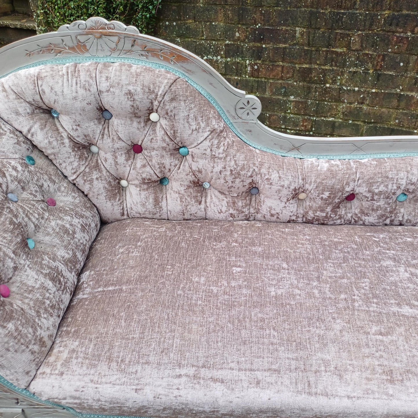 Grand Imposing Top Quality Bespoke Upcycled Vintage Painted and re-Upholstered Chaise Longue FREE HAND Delivery