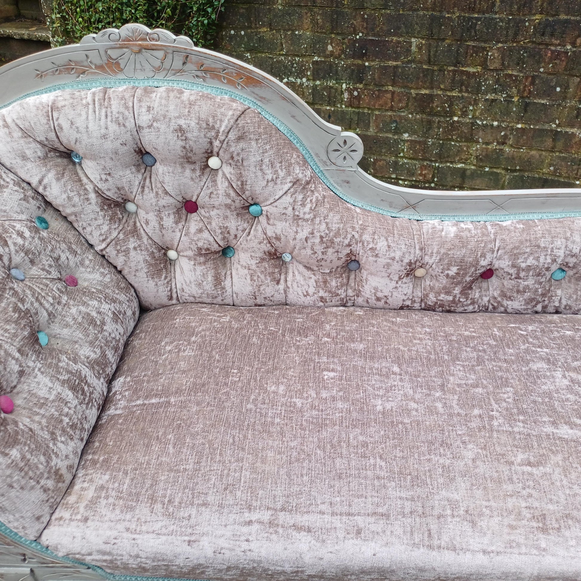 Grand Imposing Top Quality Bespoke Upcycled Vintage Painted and re-Upholstered Chaise Longue FREE HAND Delivery