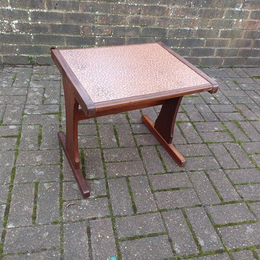 Vintage Retro 1970s Teak Coffee Table with Electroplated Copper Top – Mid-Century Modern Statement Piece
