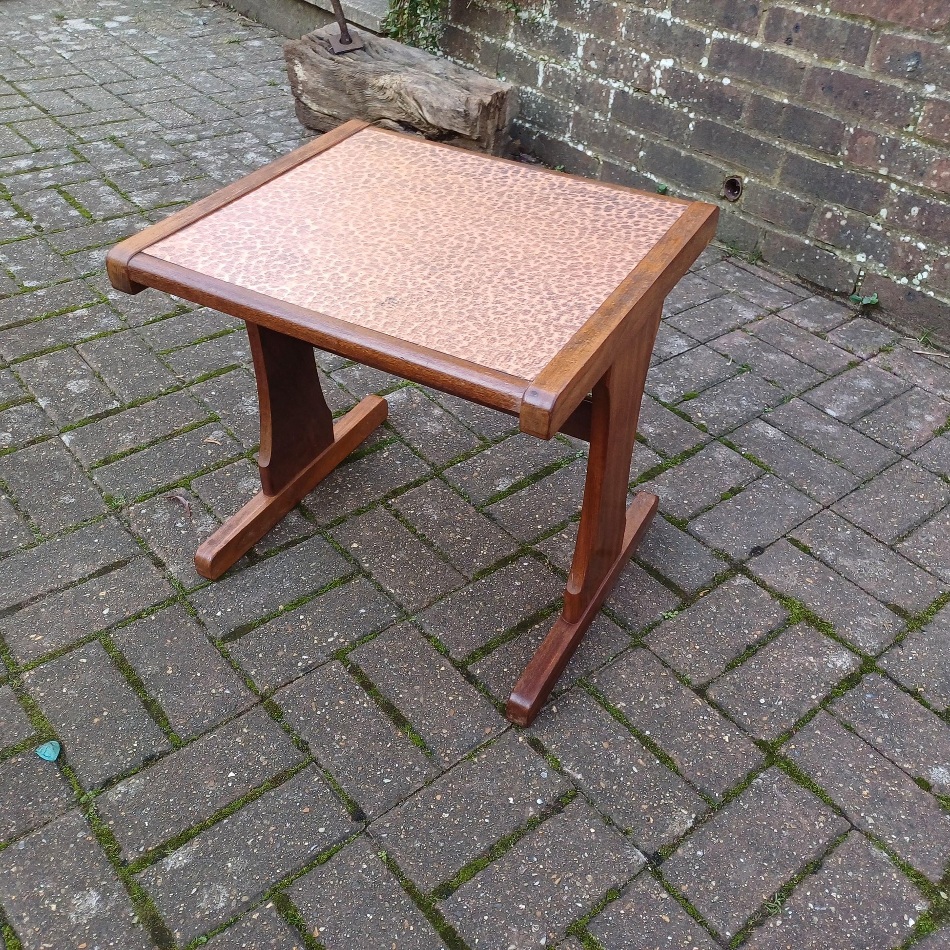 Vintage Retro 1970s Teak Coffee Table with Electroplated Copper Top – Mid-Century Modern Statement Piece