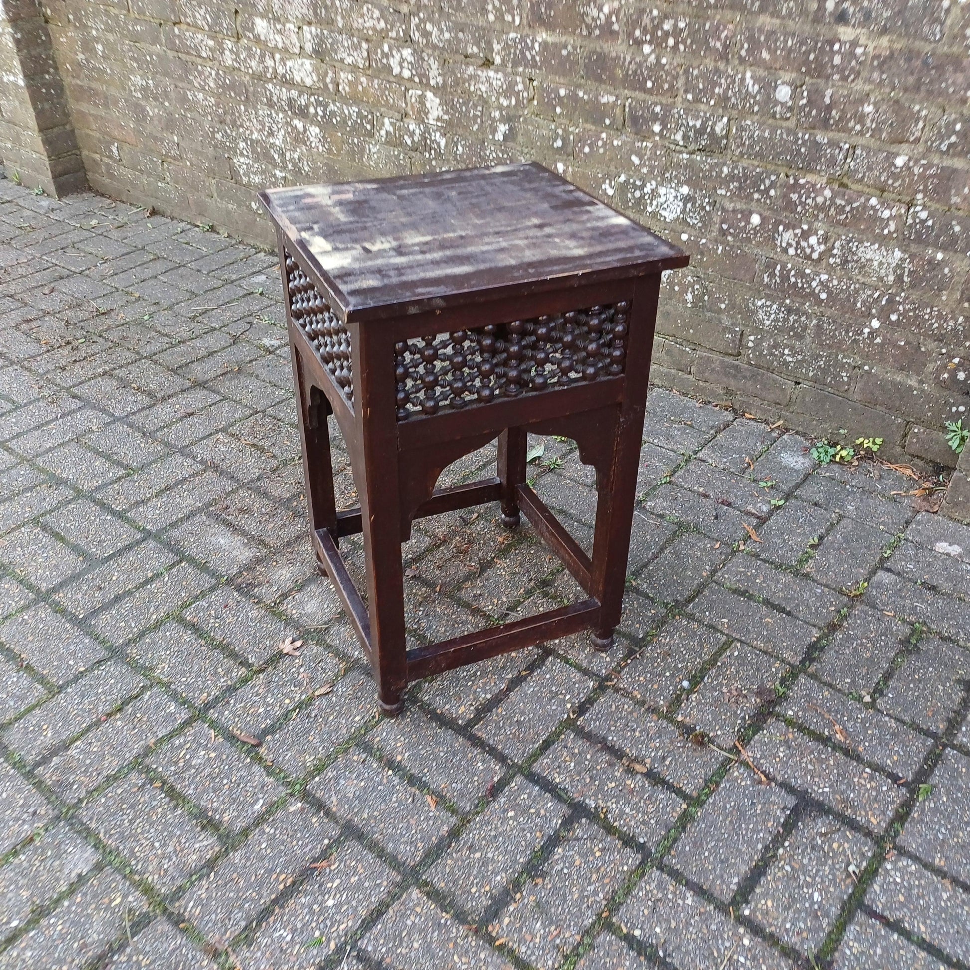 Rustic Vintage 1920s Benares Style Side Table – Bohemian Far East-Inspired Furniture for Multiple Uses