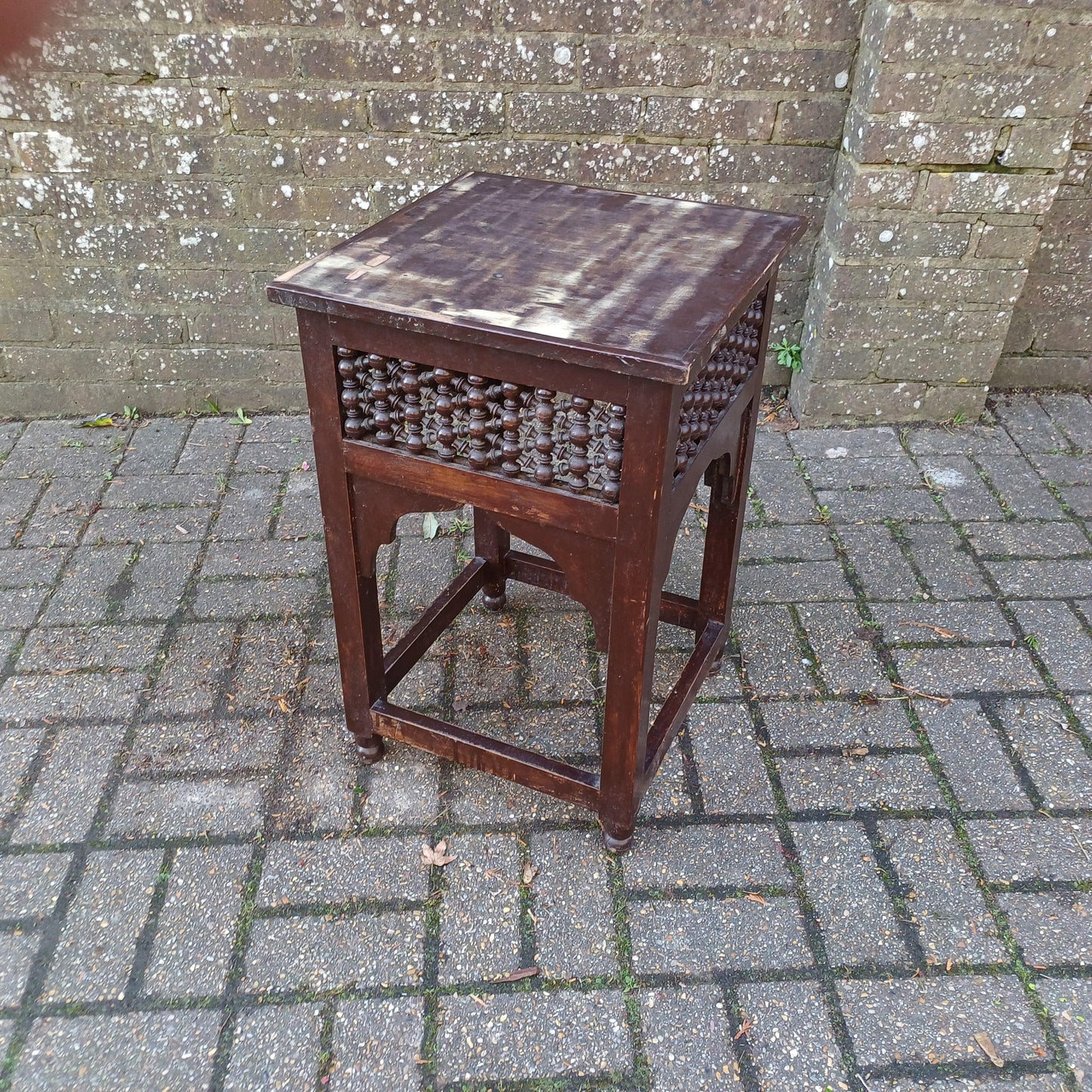 Rustic Vintage 1920s Benares Style Side Table – Bohemian Far East-Inspired Furniture for Multiple Uses
