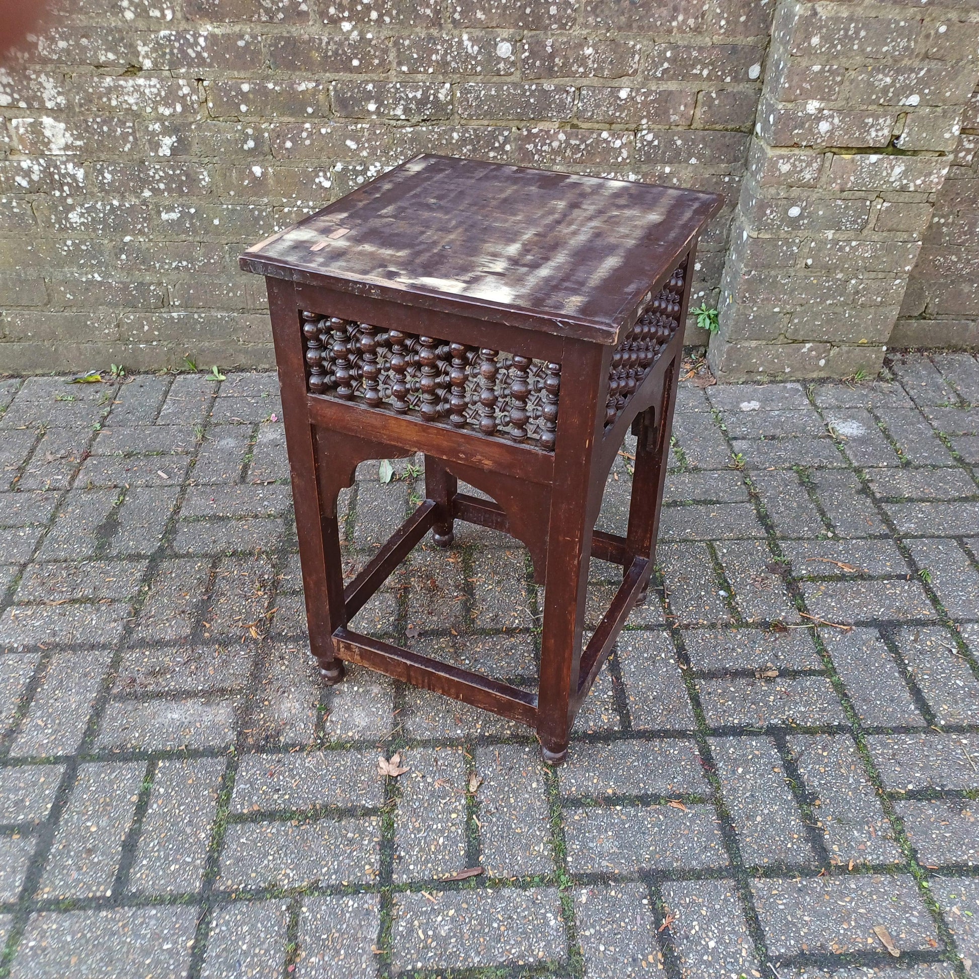Rustic Vintage 1920s Benares Style Side Table – Bohemian Far East-Inspired Furniture for Multiple Uses