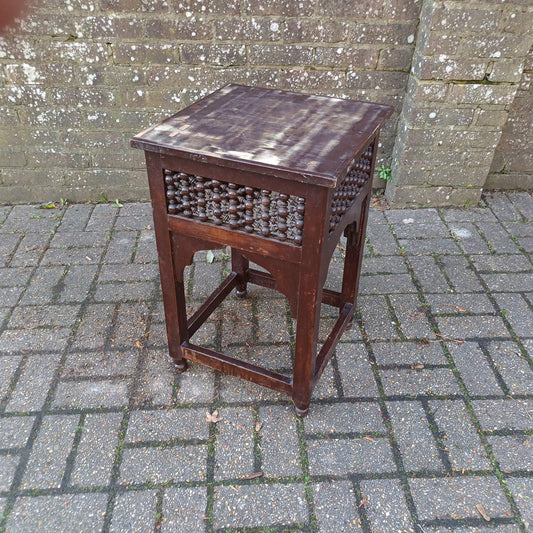 Rustic Vintage 1920s Benares Style Side Table – Bohemian Far East-Inspired Furniture for Multiple Uses