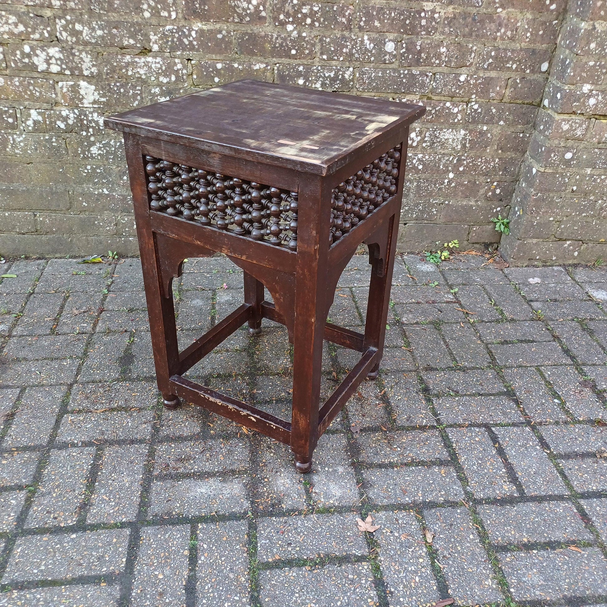 Rustic Vintage 1920s Benares Style Side Table – Bohemian Far East-Inspired Furniture for Multiple Uses