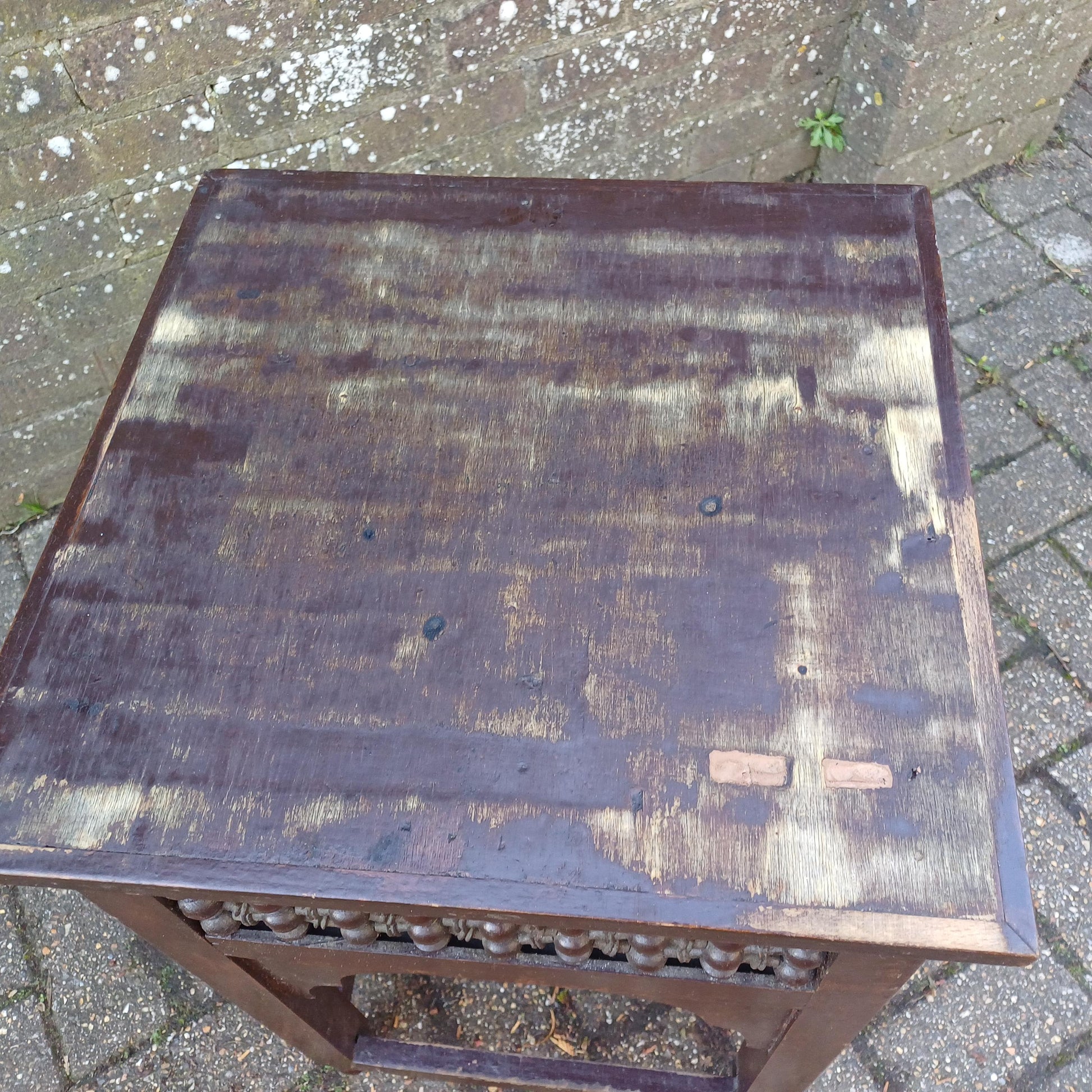 Rustic Vintage 1920s Benares Style Side Table – Bohemian Far East-Inspired Furniture for Multiple Uses