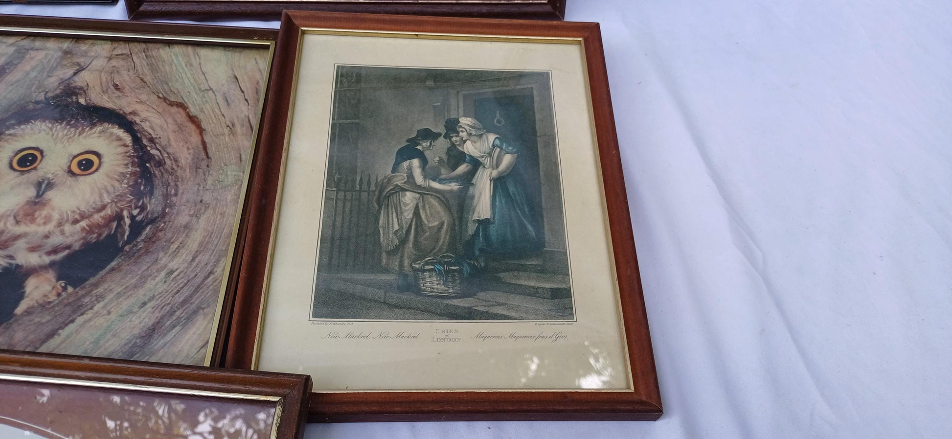 Collection of 7 Wooden Glazed Vintage Pictures Prints Frames Framing Glazed with Boarded Backings Frame Photo Artist Upcycling Project.