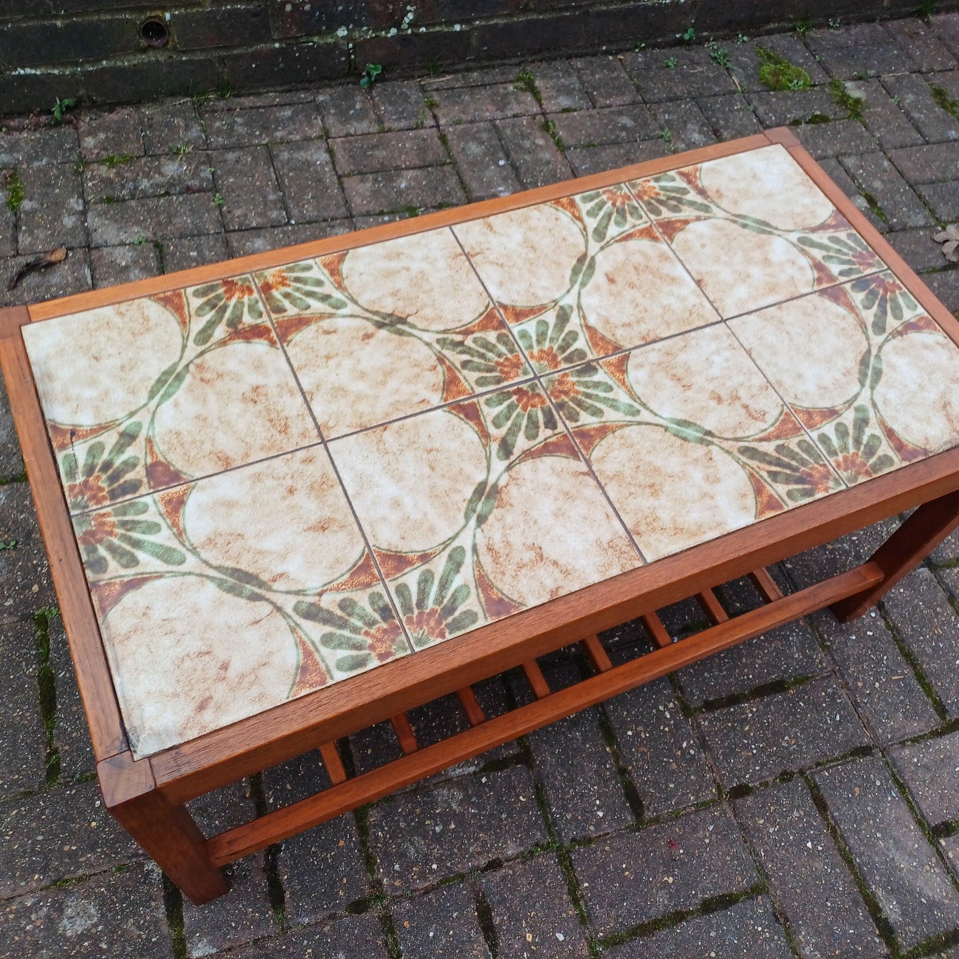 Made in Denmark Vintage Retro Mid-Century Tile Top Coffee Table with Magazine Rack Platform FREE HAND Delivery